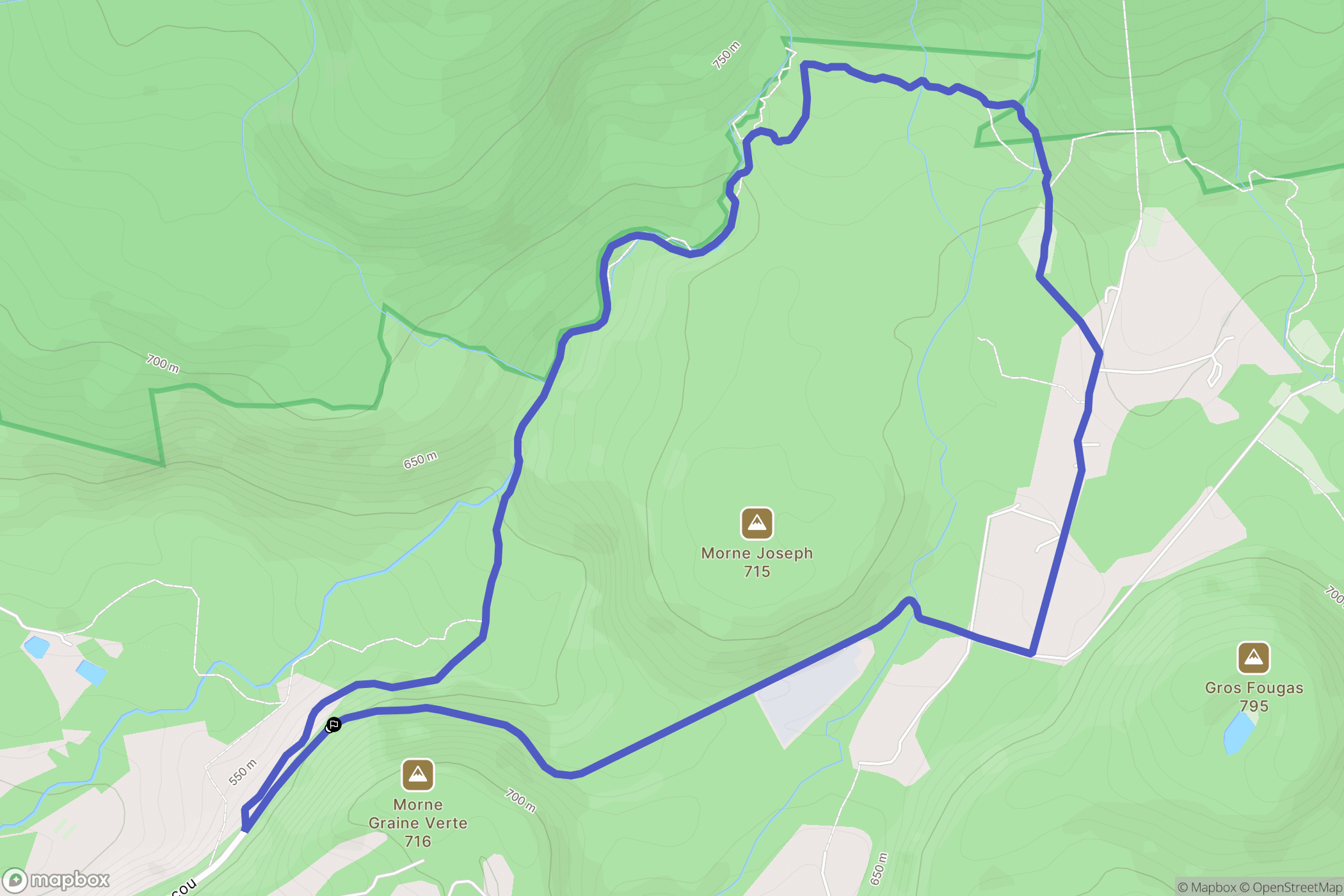 Gourbeyre : carte du parcours de randonnée - France