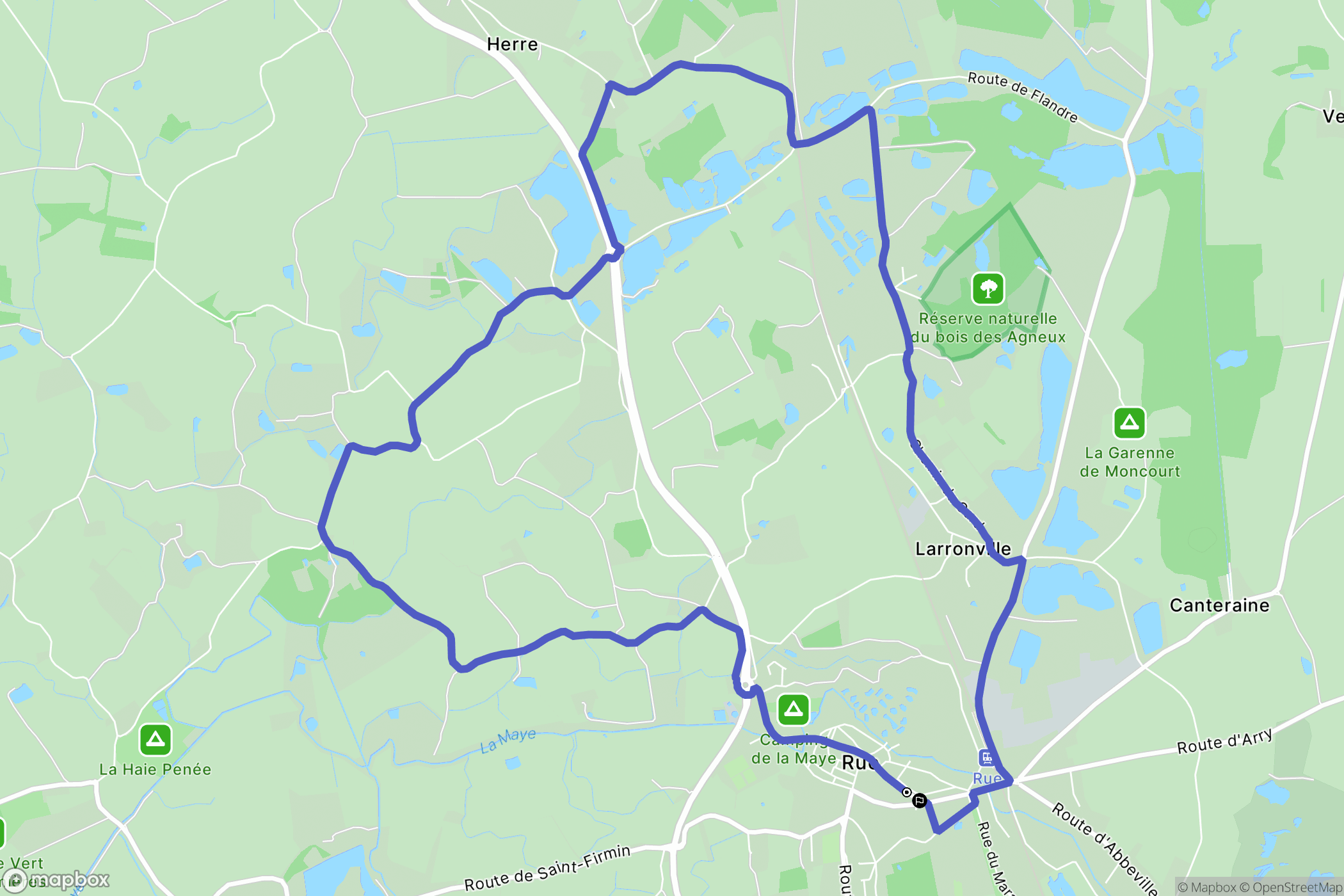 Rue : carte du parcours de randonnée - France