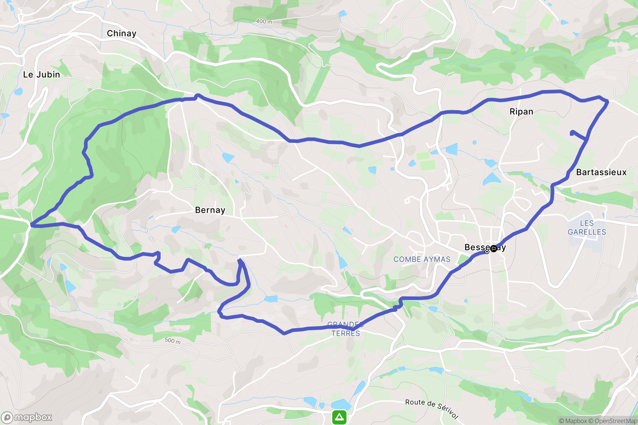 Bessenay : carte du parcours de randonnée - France