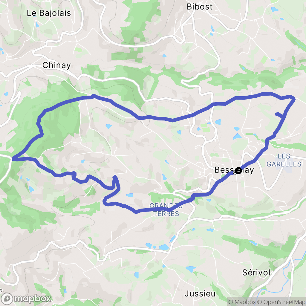 Bessenay : carte du parcours de randonnée - France
