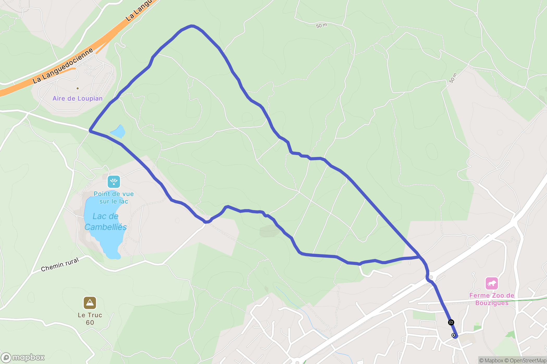 Bouzigues : carte du parcours de randonnée - France