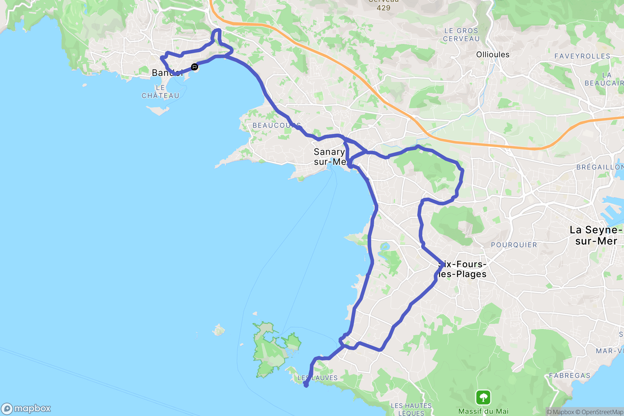 Bandol : carte du parcours de randonnée - France