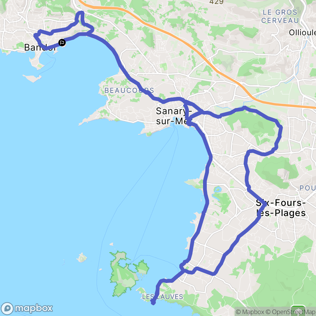 Bandol : carte du parcours de randonnée - France