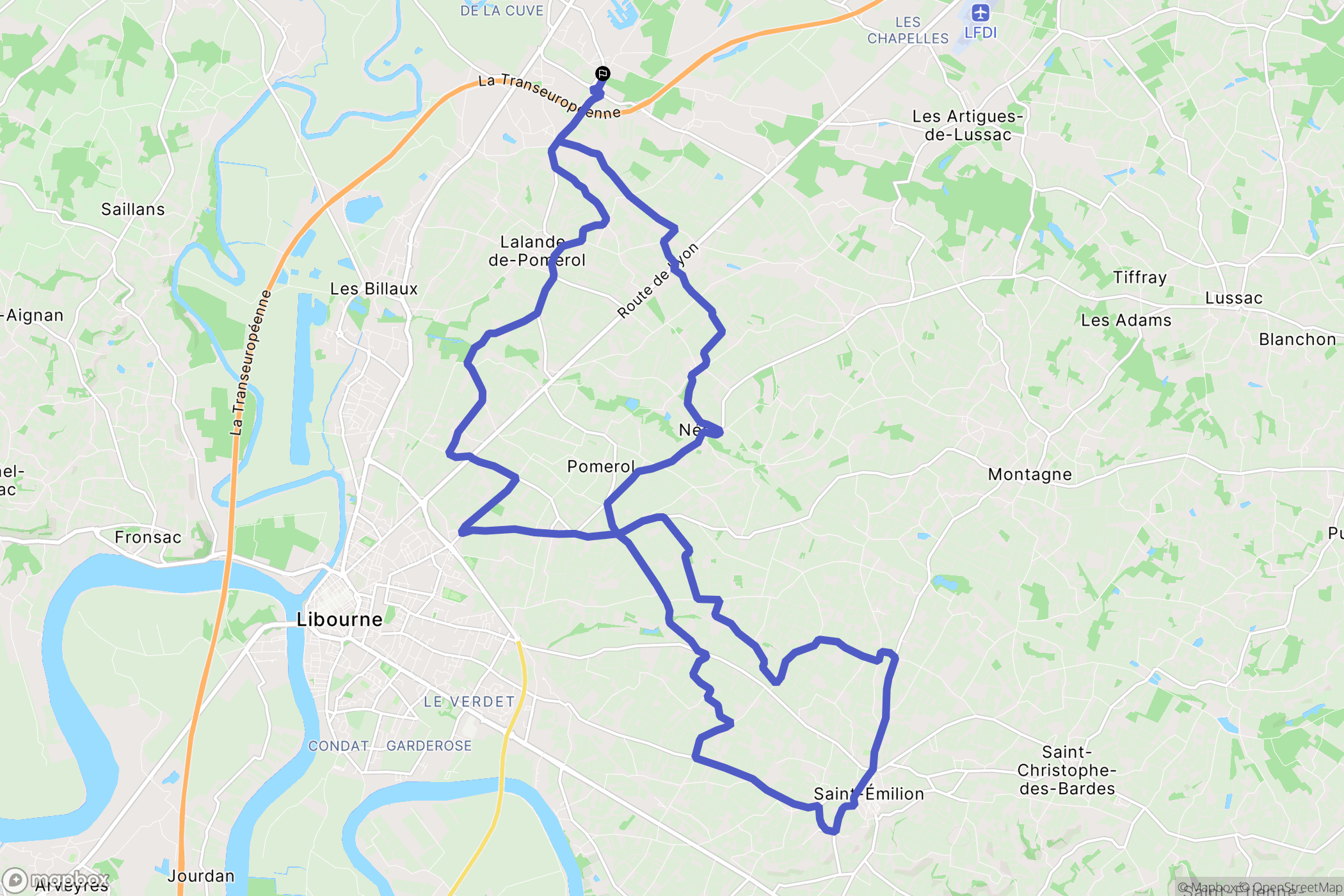 Saint-Denis-de-Pile : carte du parcours de randonnée - France