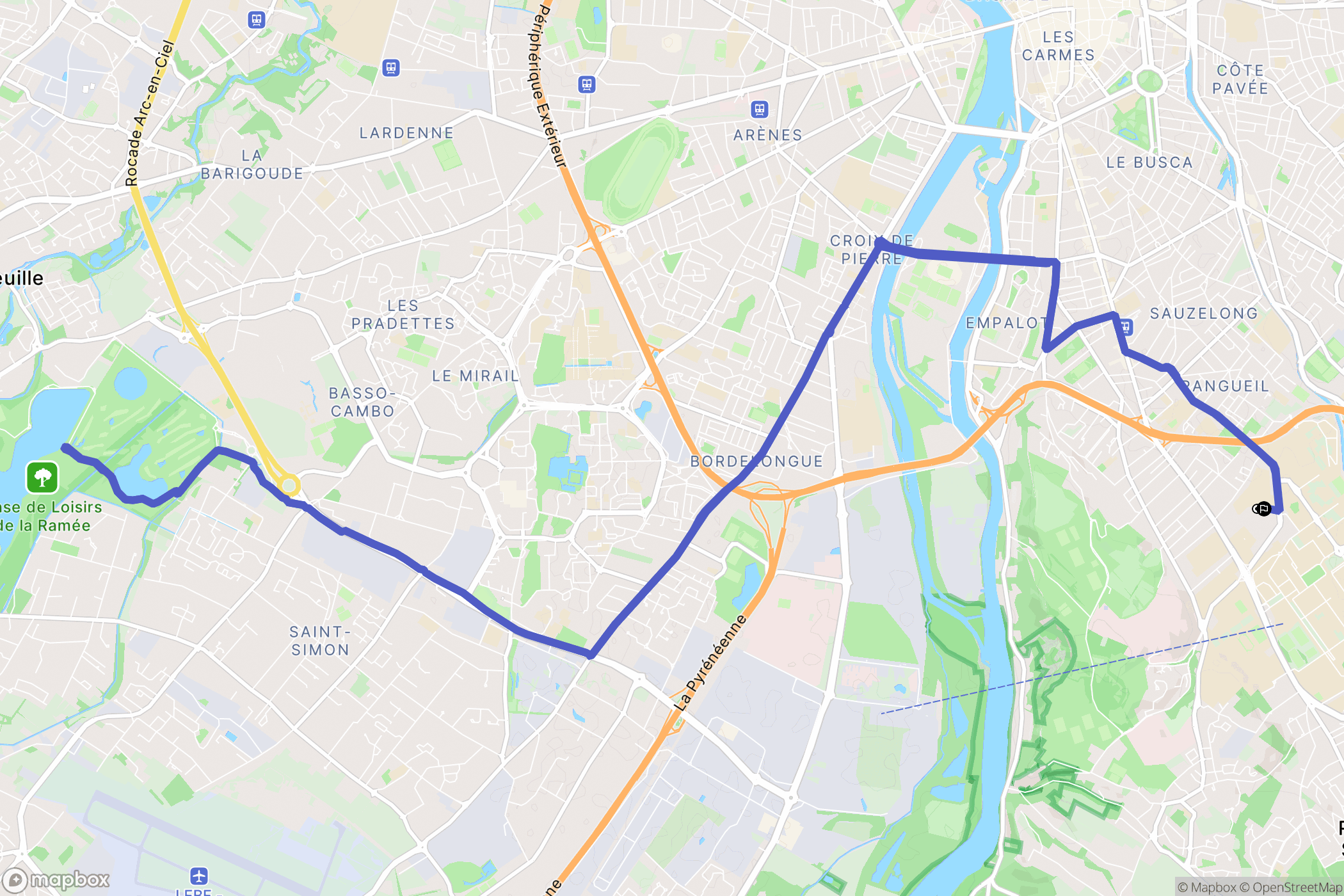 Toulouse : carte du parcours de randonnée - France