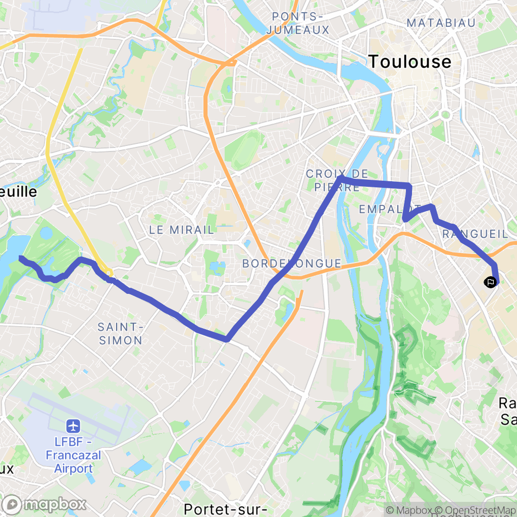 Toulouse : carte du parcours de randonnée - France