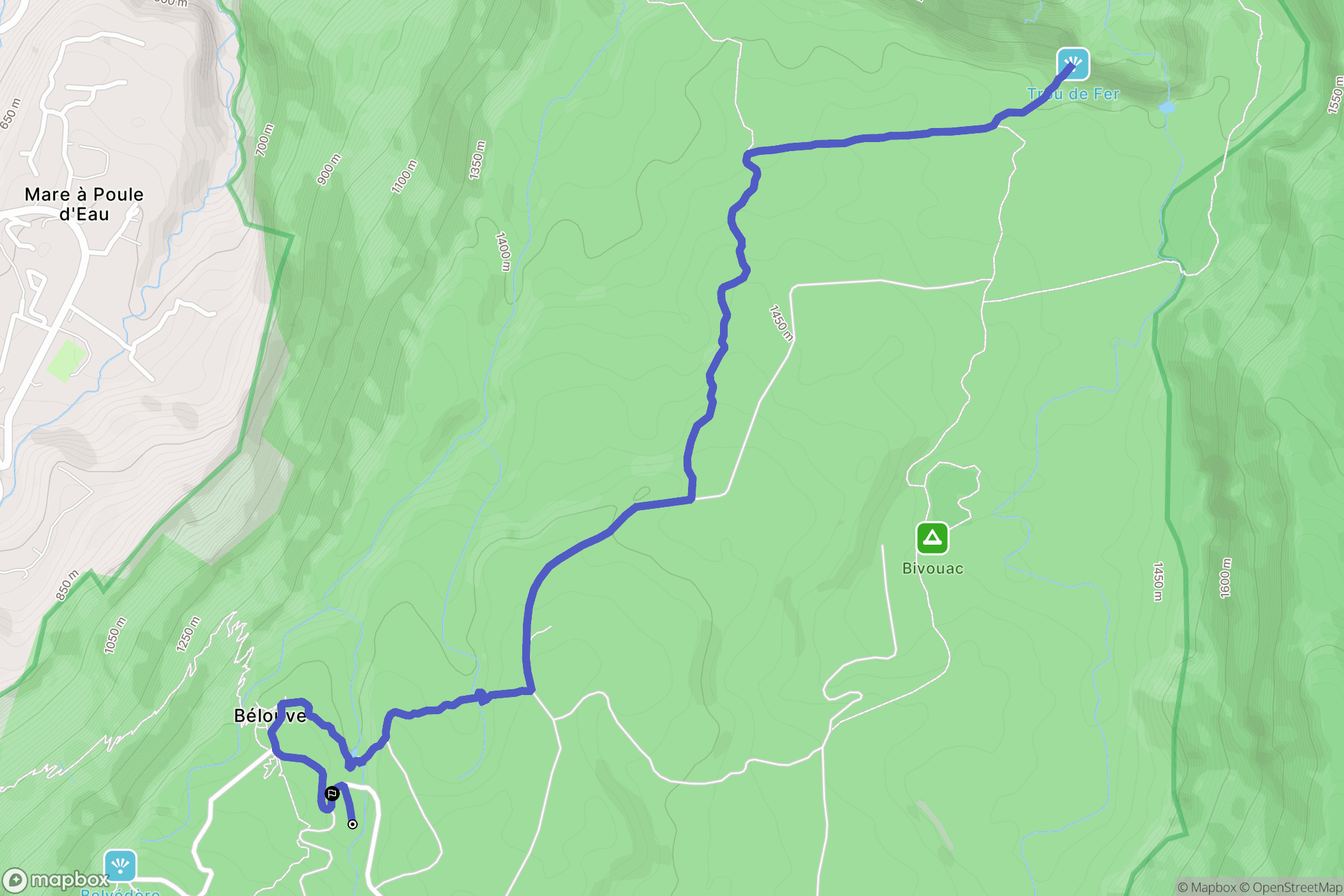 Salazie : carte du parcours de randonnée - France