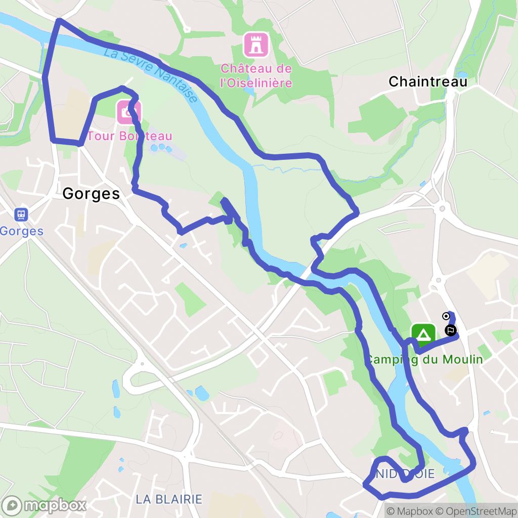 Clisson : carte du parcours de randonnée - France