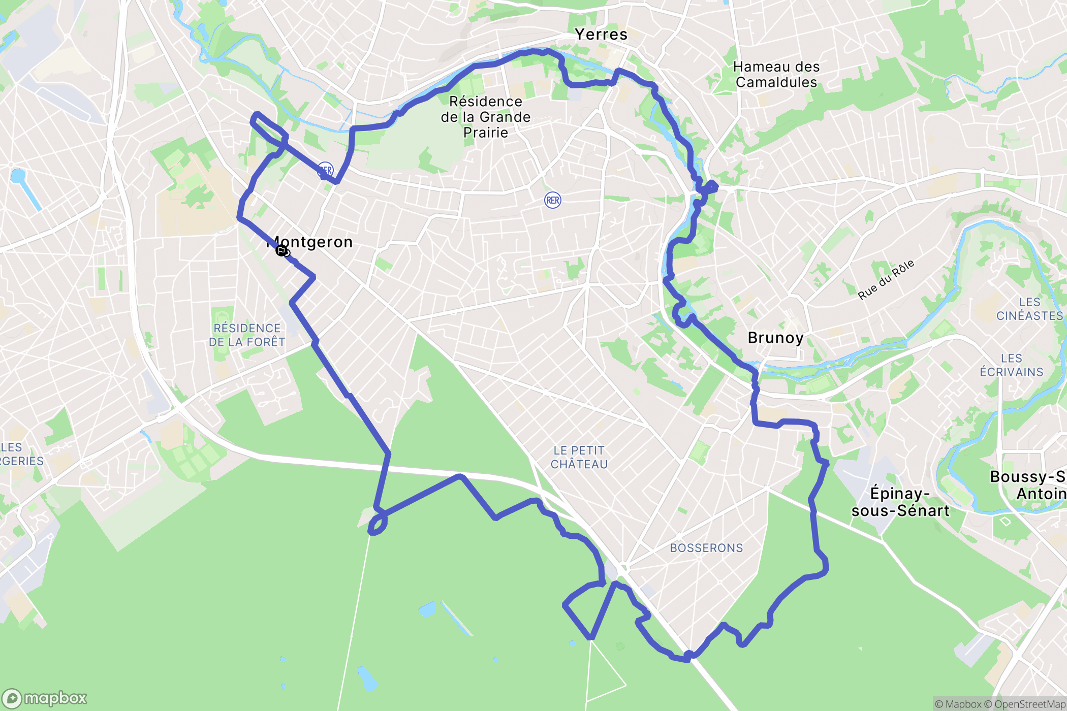 Montgeron : carte du parcours de randonnée - France