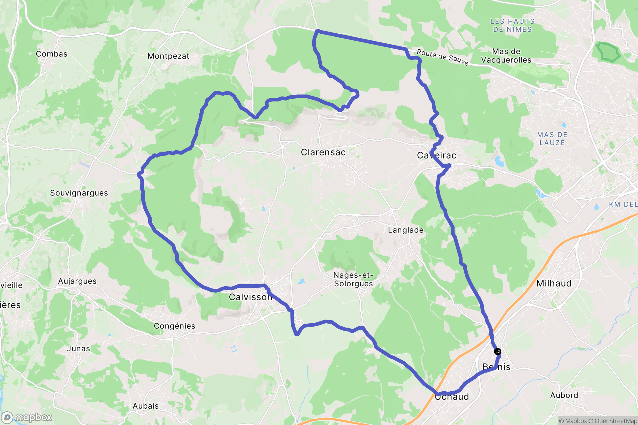 Bernis : carte du parcours de randonnée - France