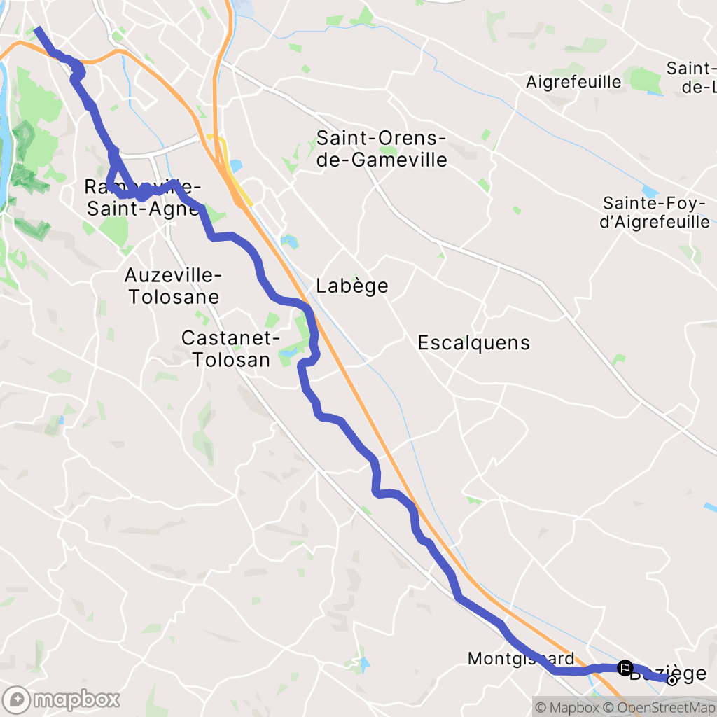 Baziège : carte du parcours de randonnée - France