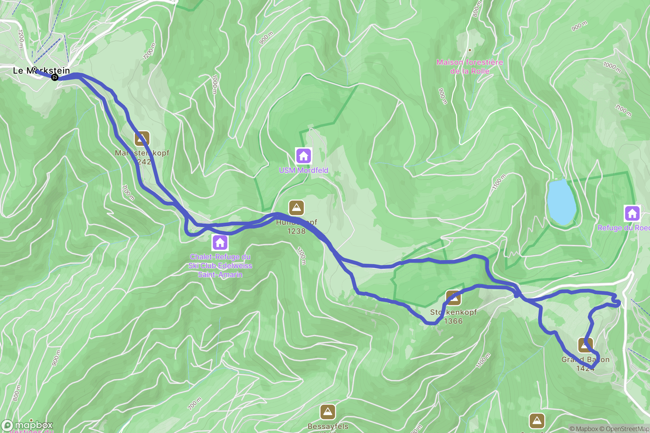 Fellering : carte du parcours de randonnée - France