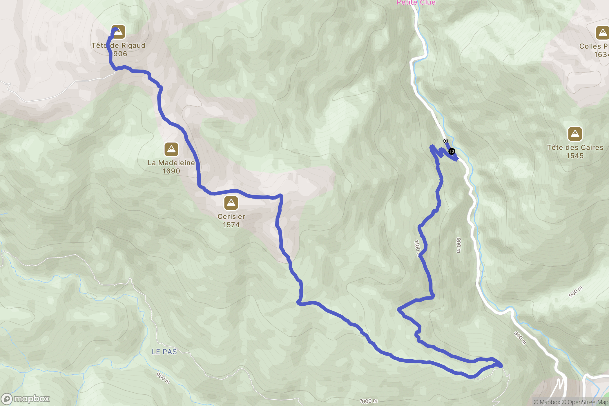 Rigaud : carte du parcours de randonnée - France