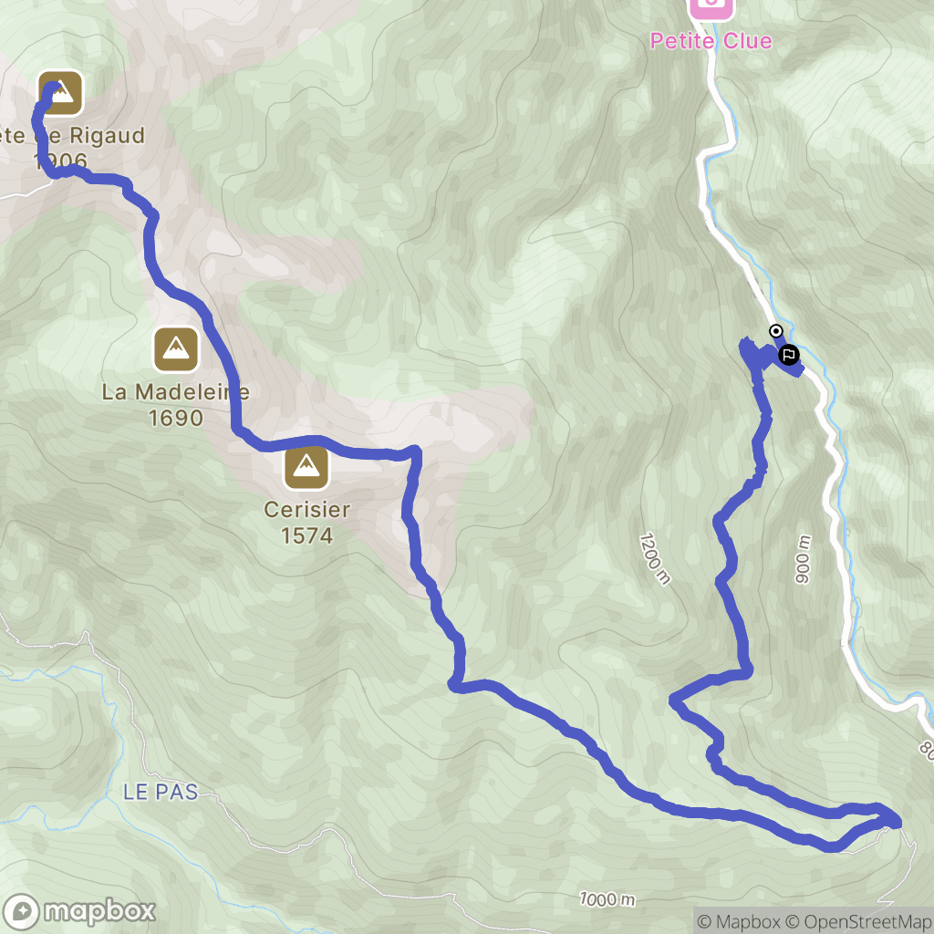 Rigaud : carte du parcours de randonnée - France