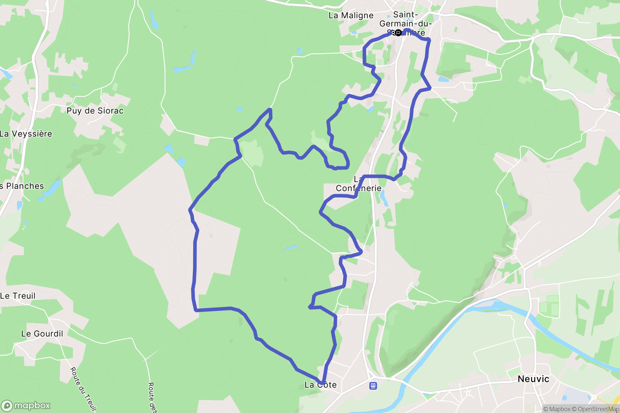 Saint-Germain-du-Salembre : carte du parcours de randonnée - France