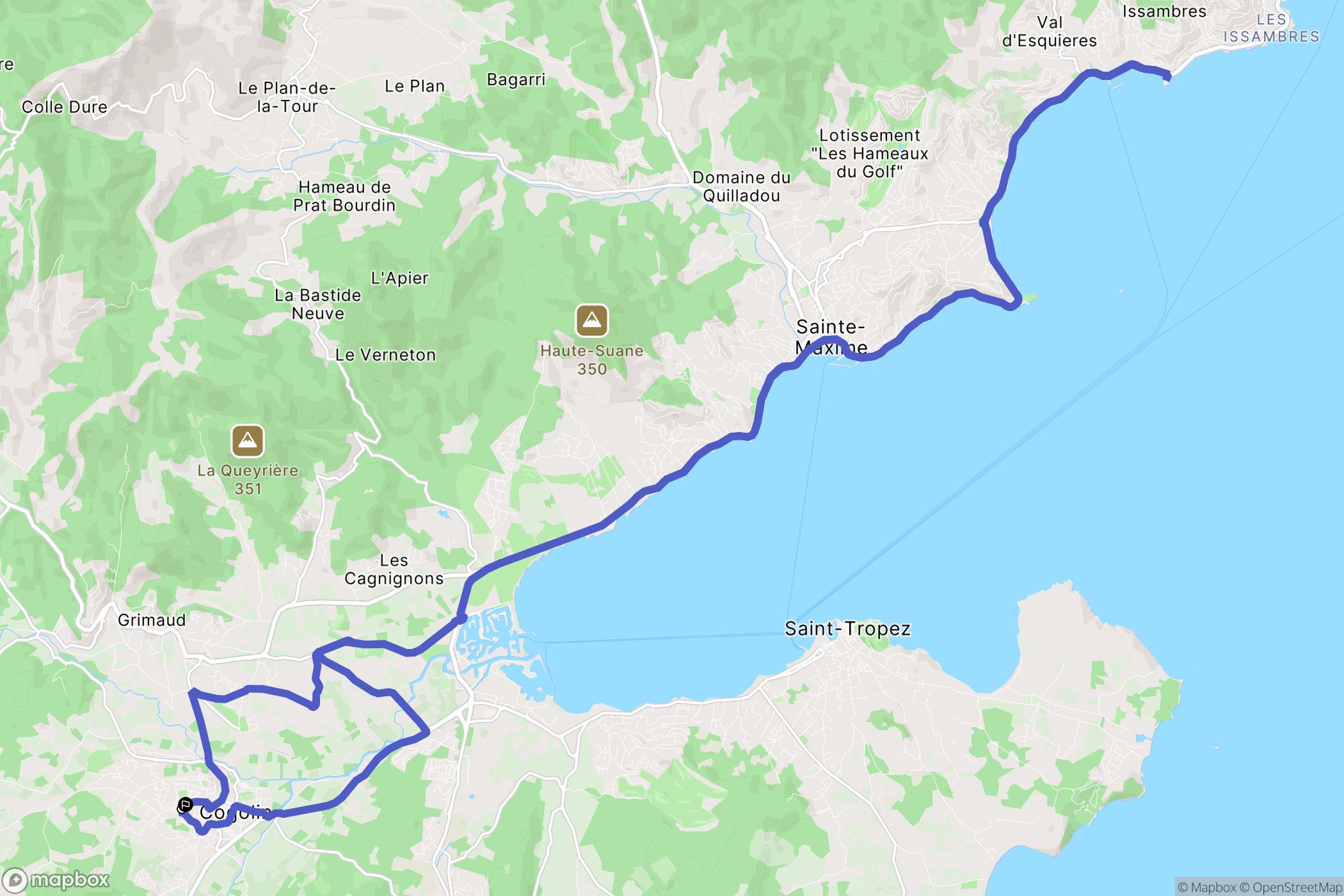 Cogolin : carte du parcours de randonnée - France