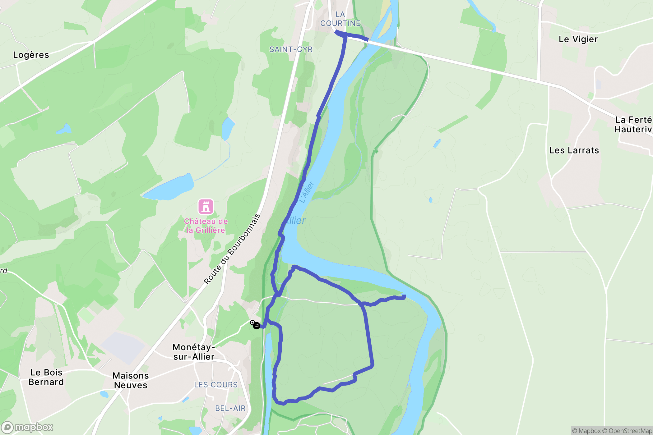 Monétay-sur-Allier : carte du parcours de randonnée - France