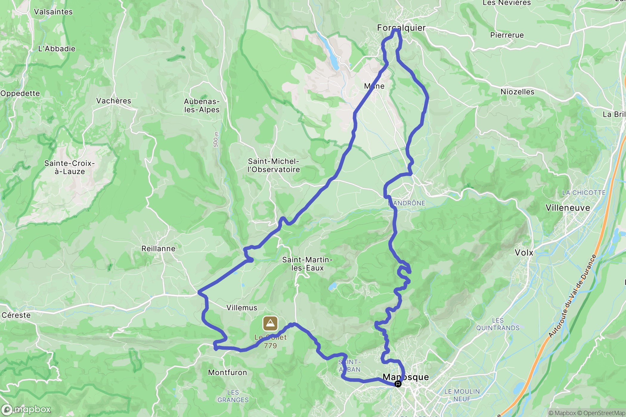 Manosque : carte du parcours de randonnée - France