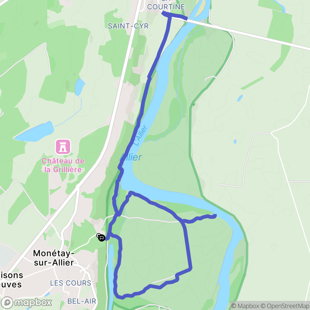Monétay-sur-Allier : carte du parcours de randonnée - France