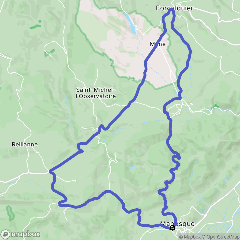Manosque : carte du parcours de randonnée - France