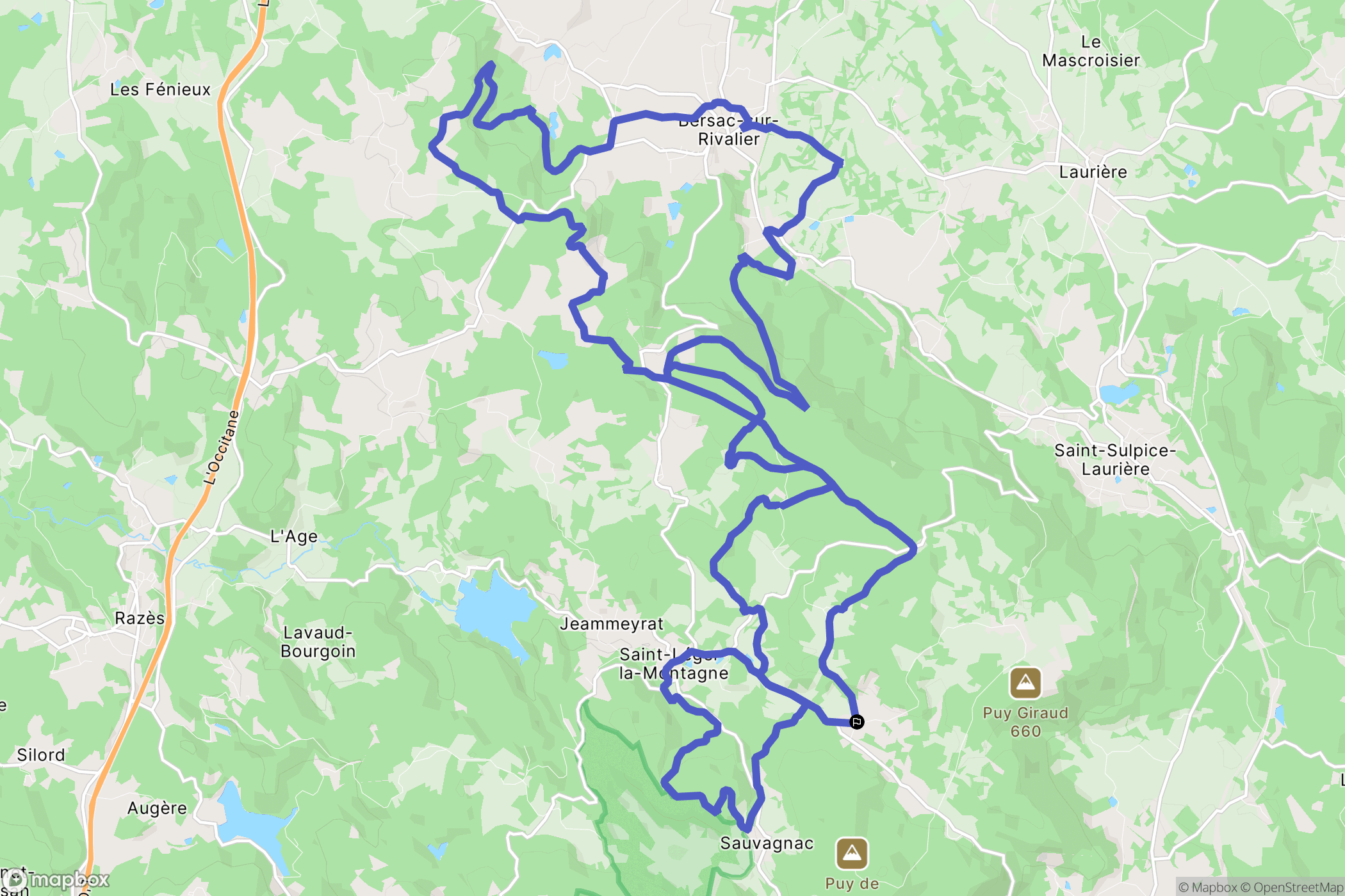 Saint-Léger-la-Montagne : carte du parcours de randonnée - France