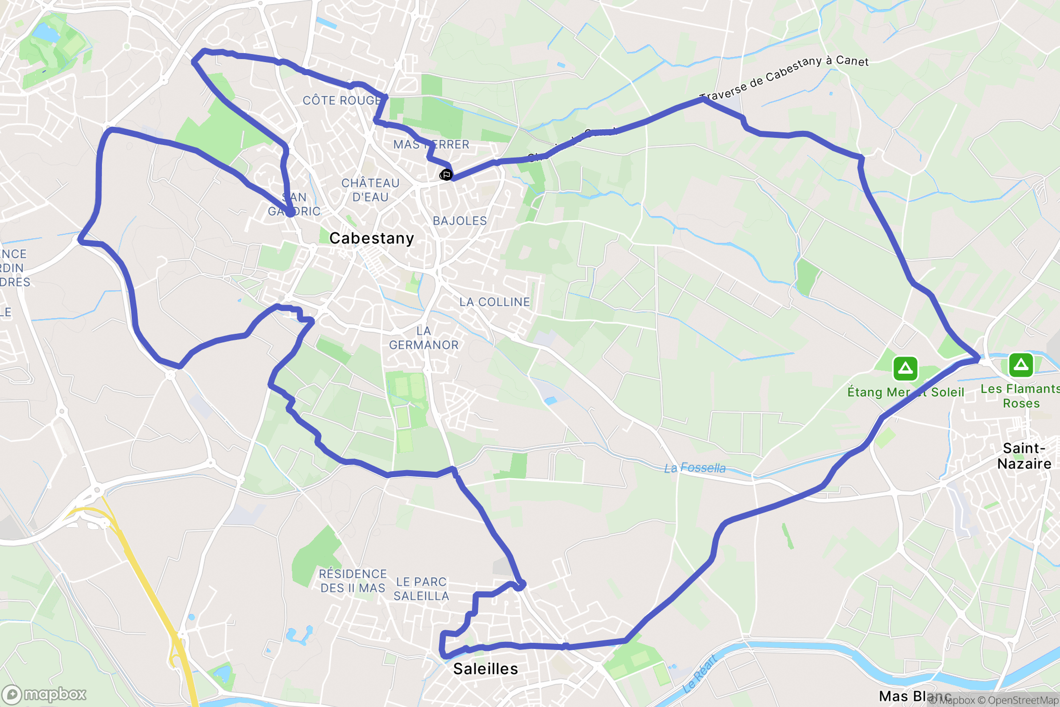 Cabestany : carte du parcours de randonnée - France
