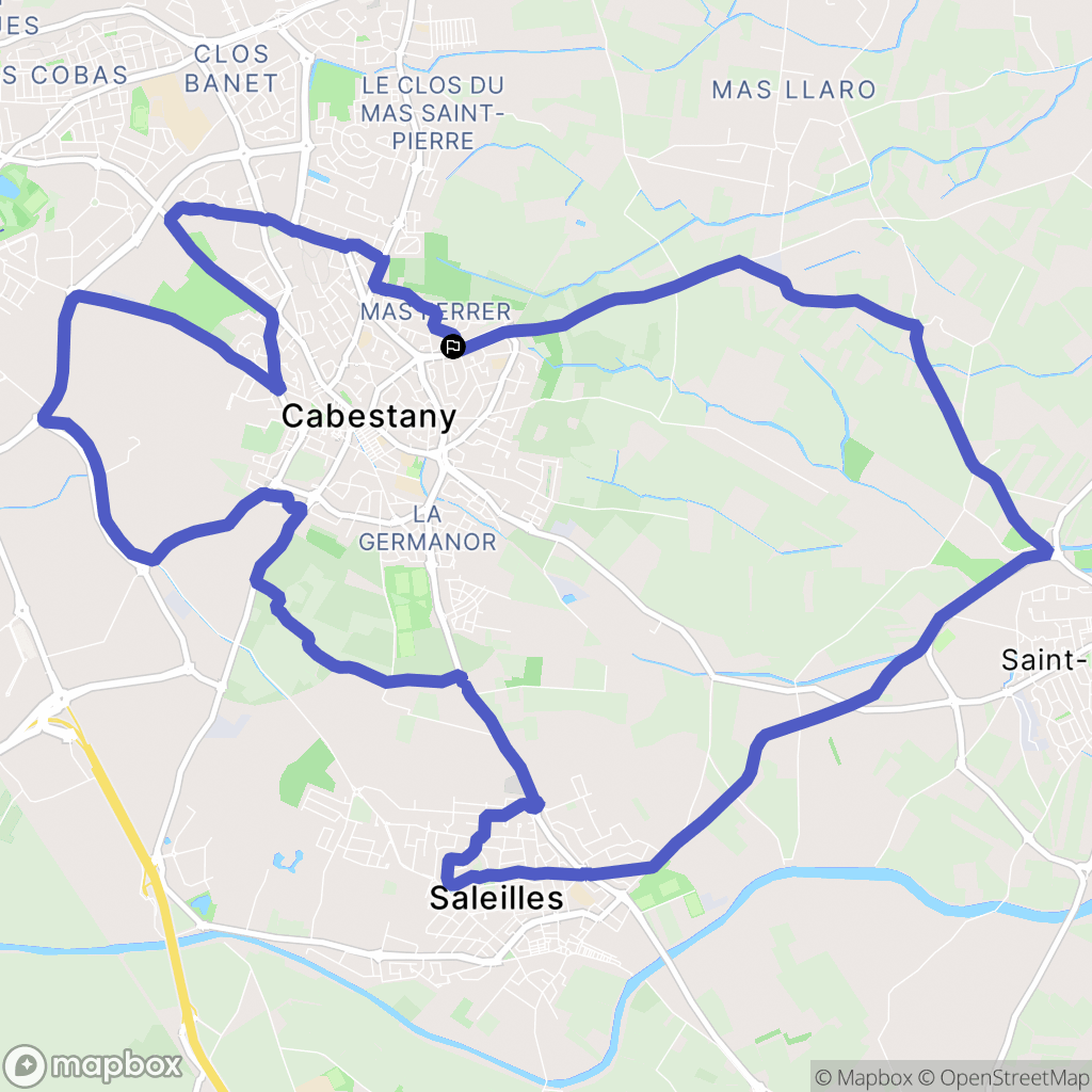 Cabestany : carte du parcours de randonnée - France
