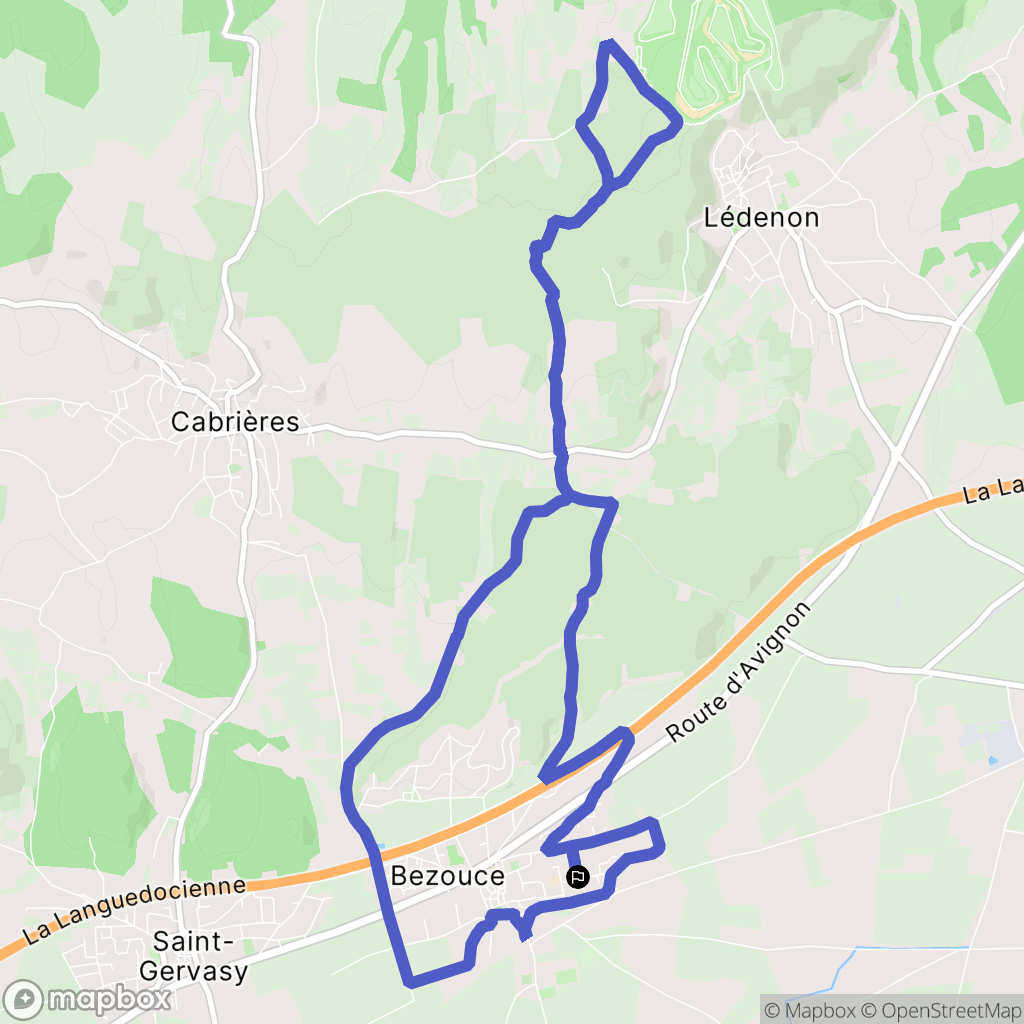 Bezouce : carte du parcours de randonnée - France