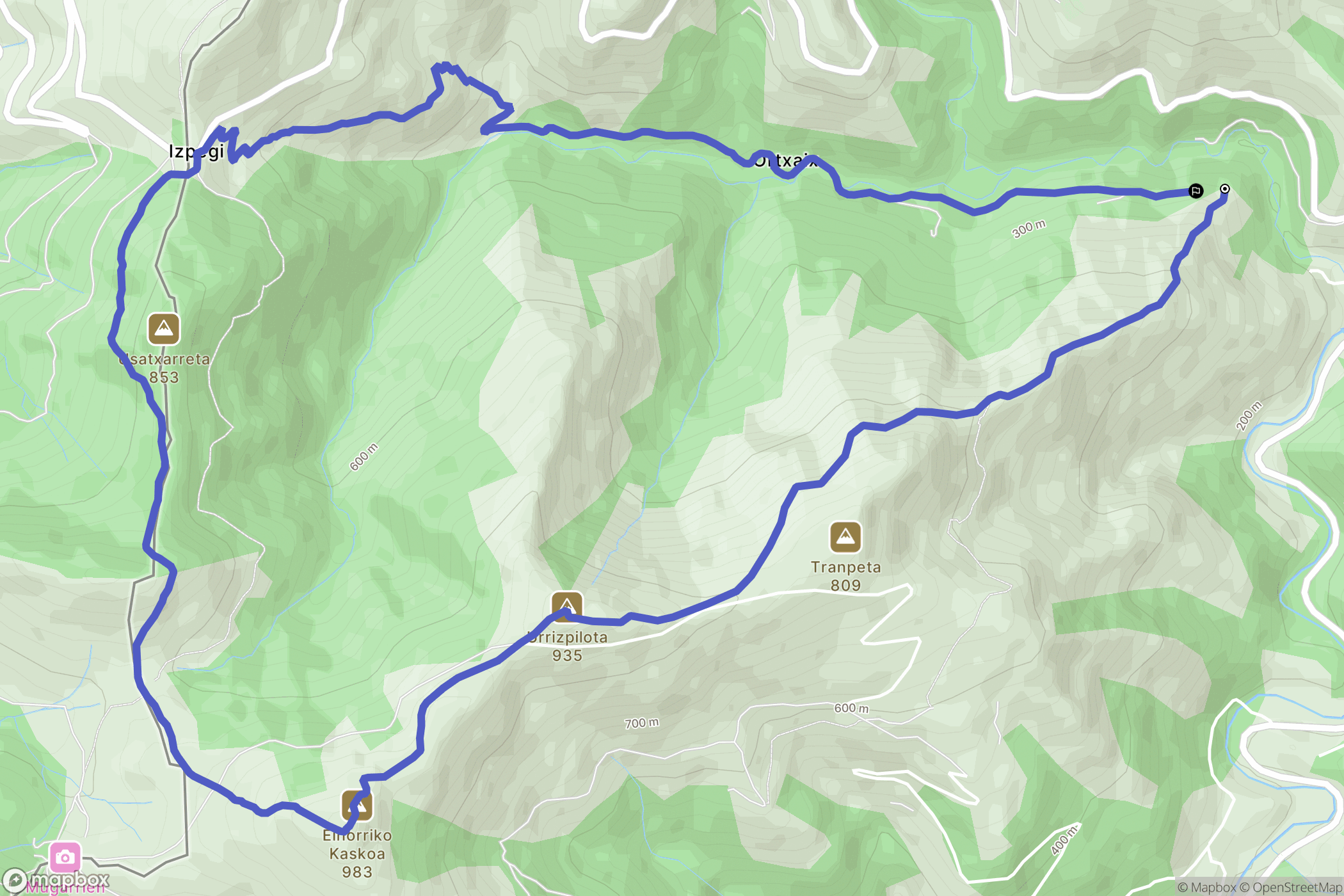 Saint-Étienne-de-Baïgorry : carte du parcours de randonnée - France