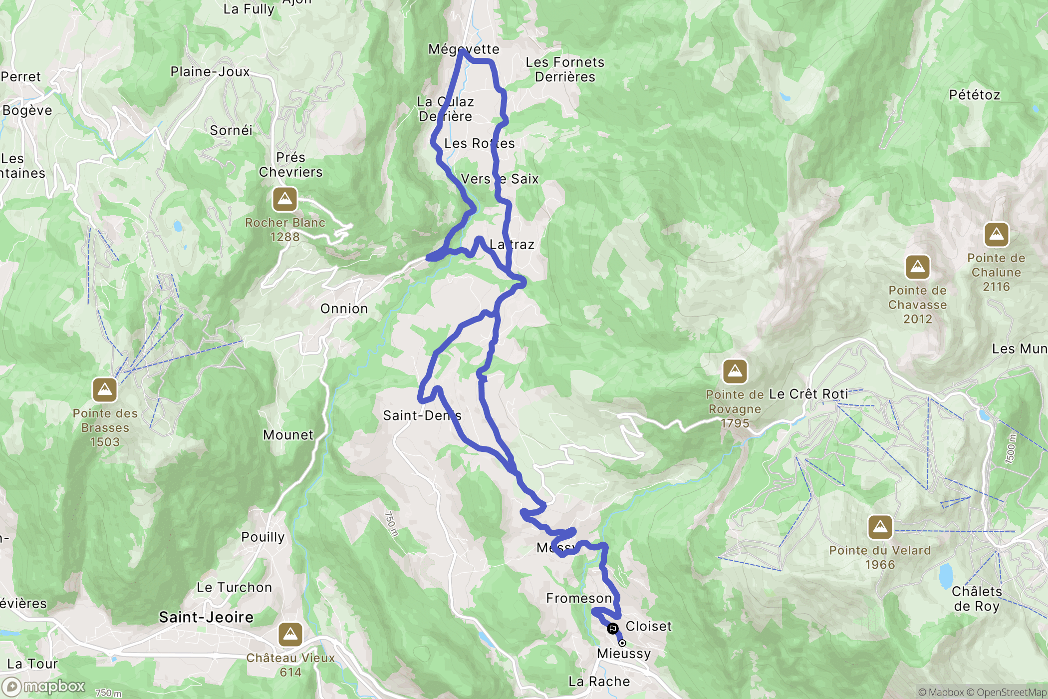 Mieussy : carte du parcours de randonnée - France
