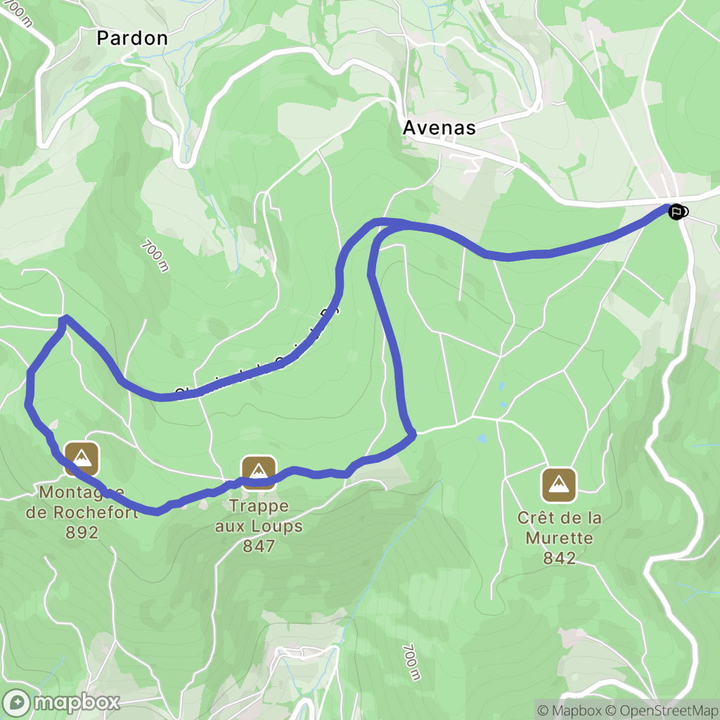 Deux-Grosnes : carte du parcours de randonnée - France