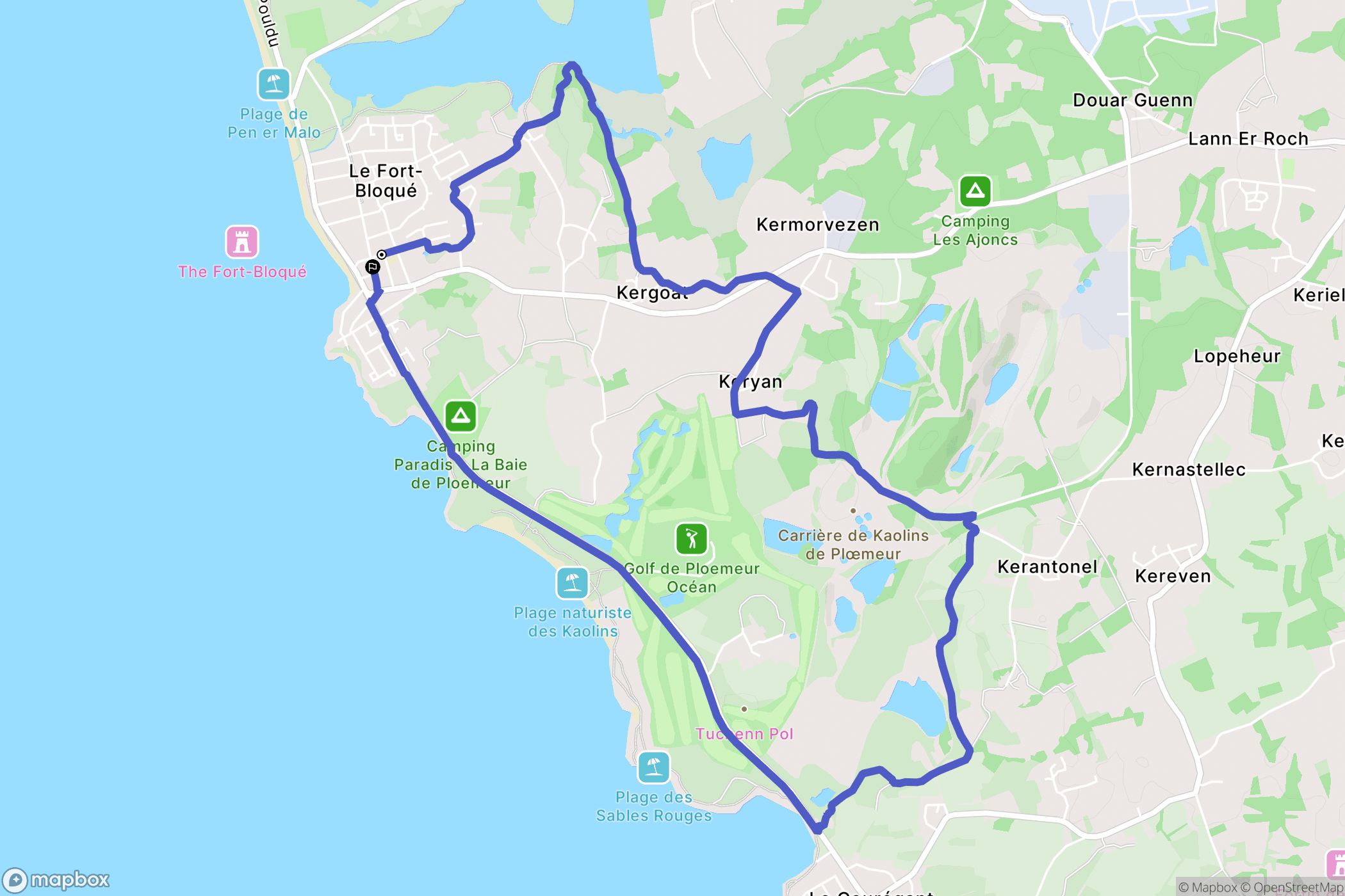 Ploemeur : carte du parcours de randonnée - France