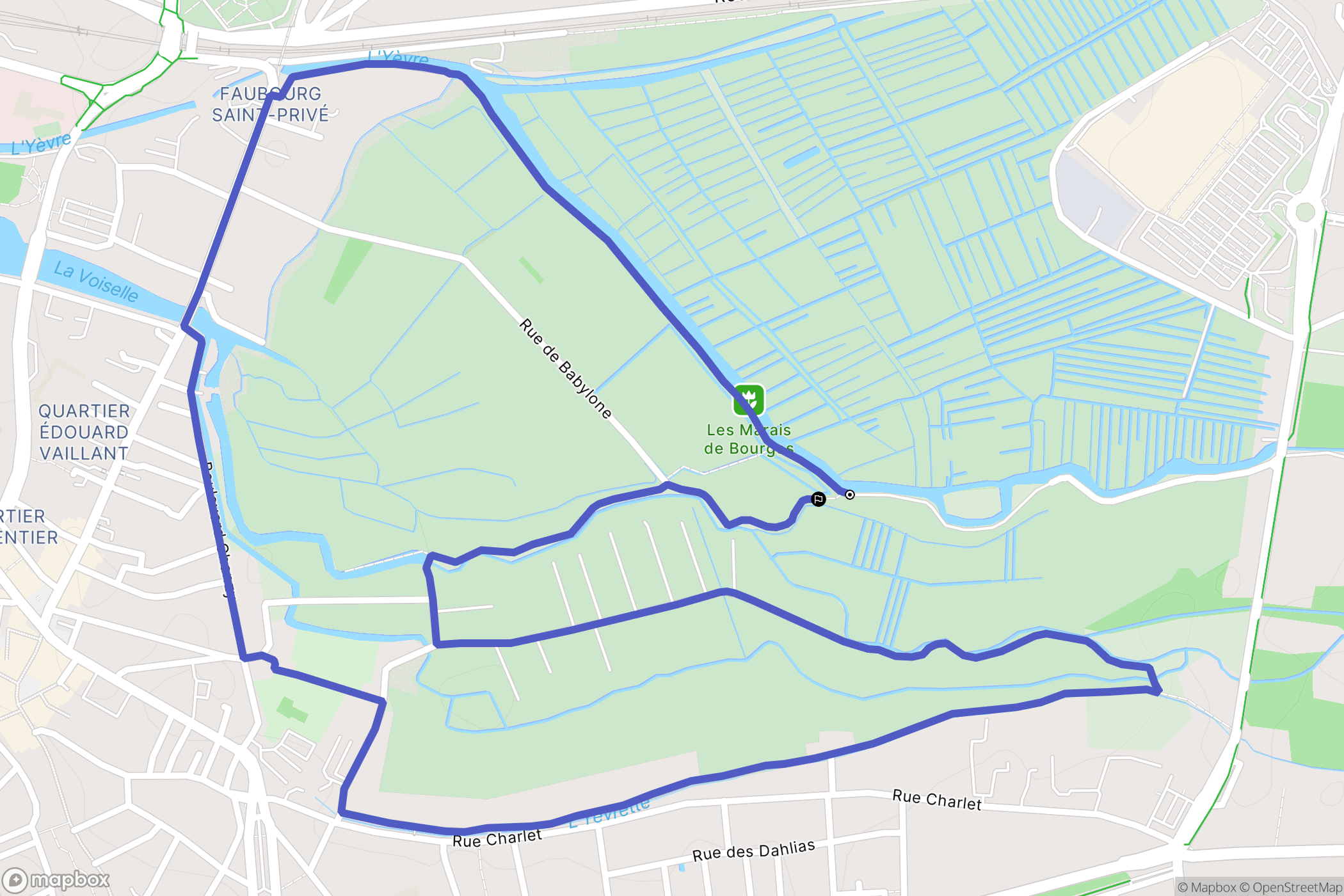 Bourges : carte du parcours de randonnée - France