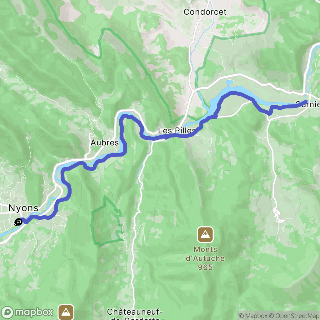 Nyons : carte du parcours de randonnée - France