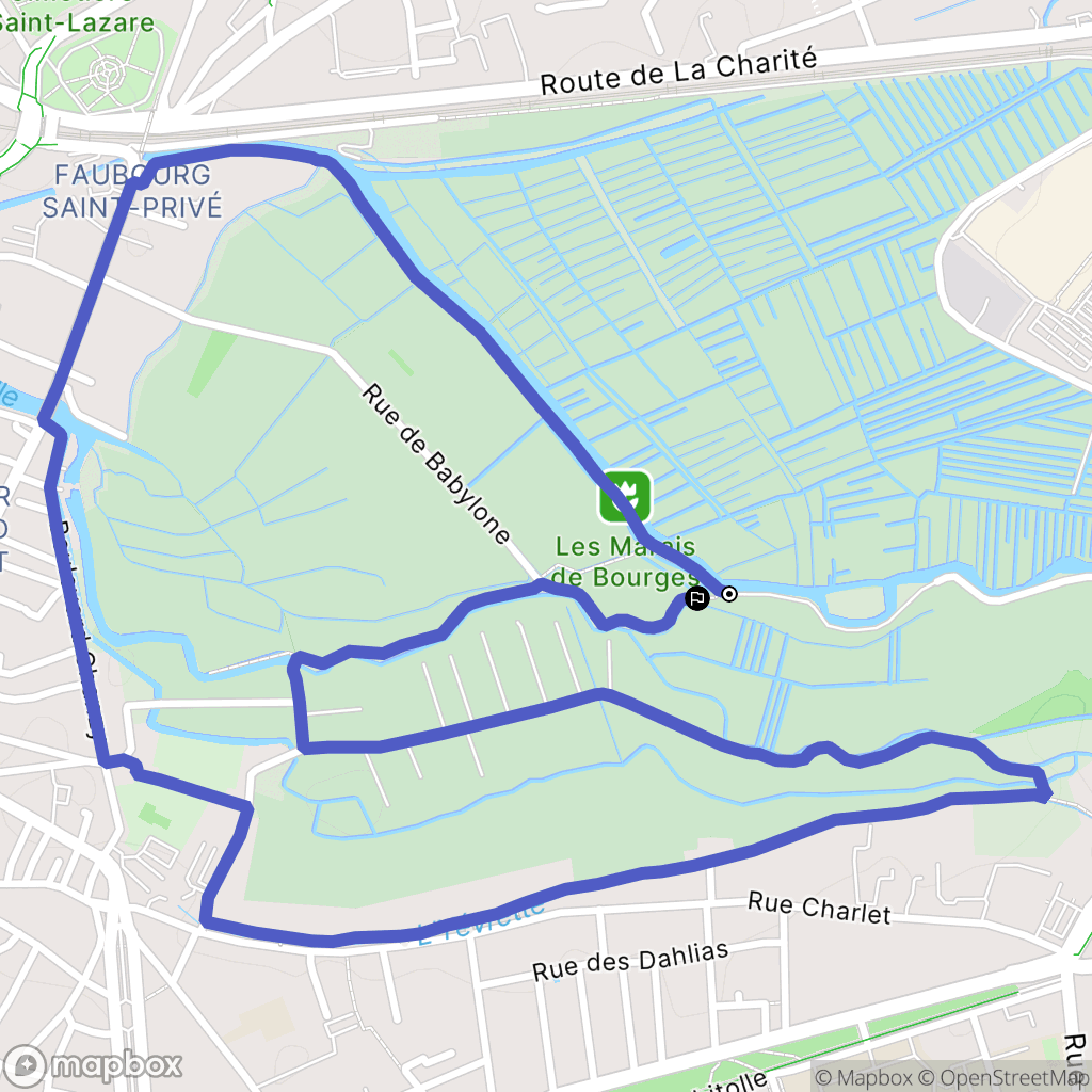 Bourges : carte du parcours de randonnée - France
