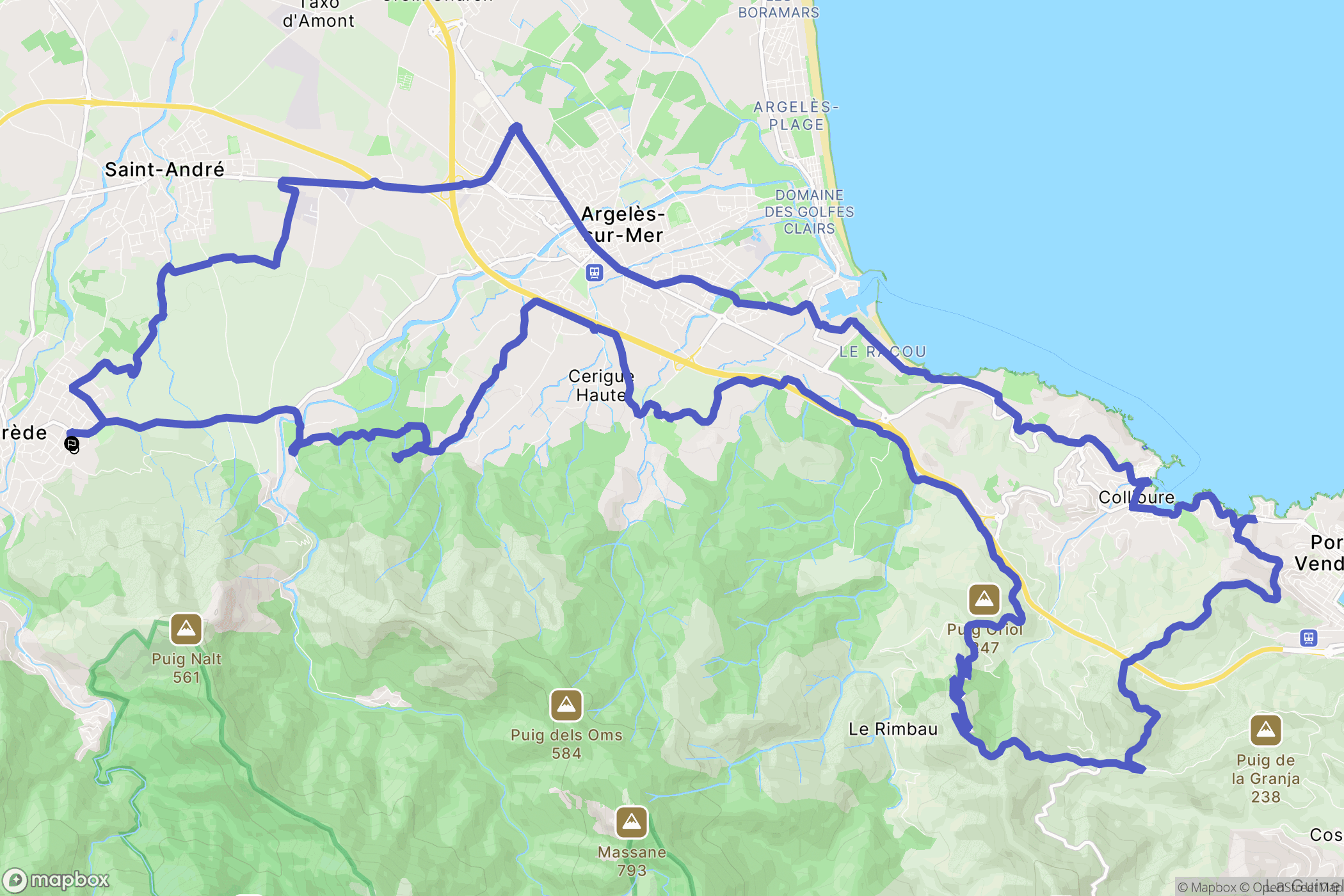 Sorède : carte du parcours de randonnée - France