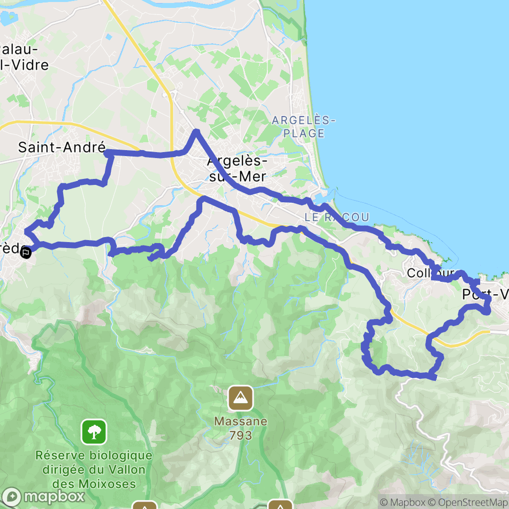 Sorède : carte du parcours de randonnée - France