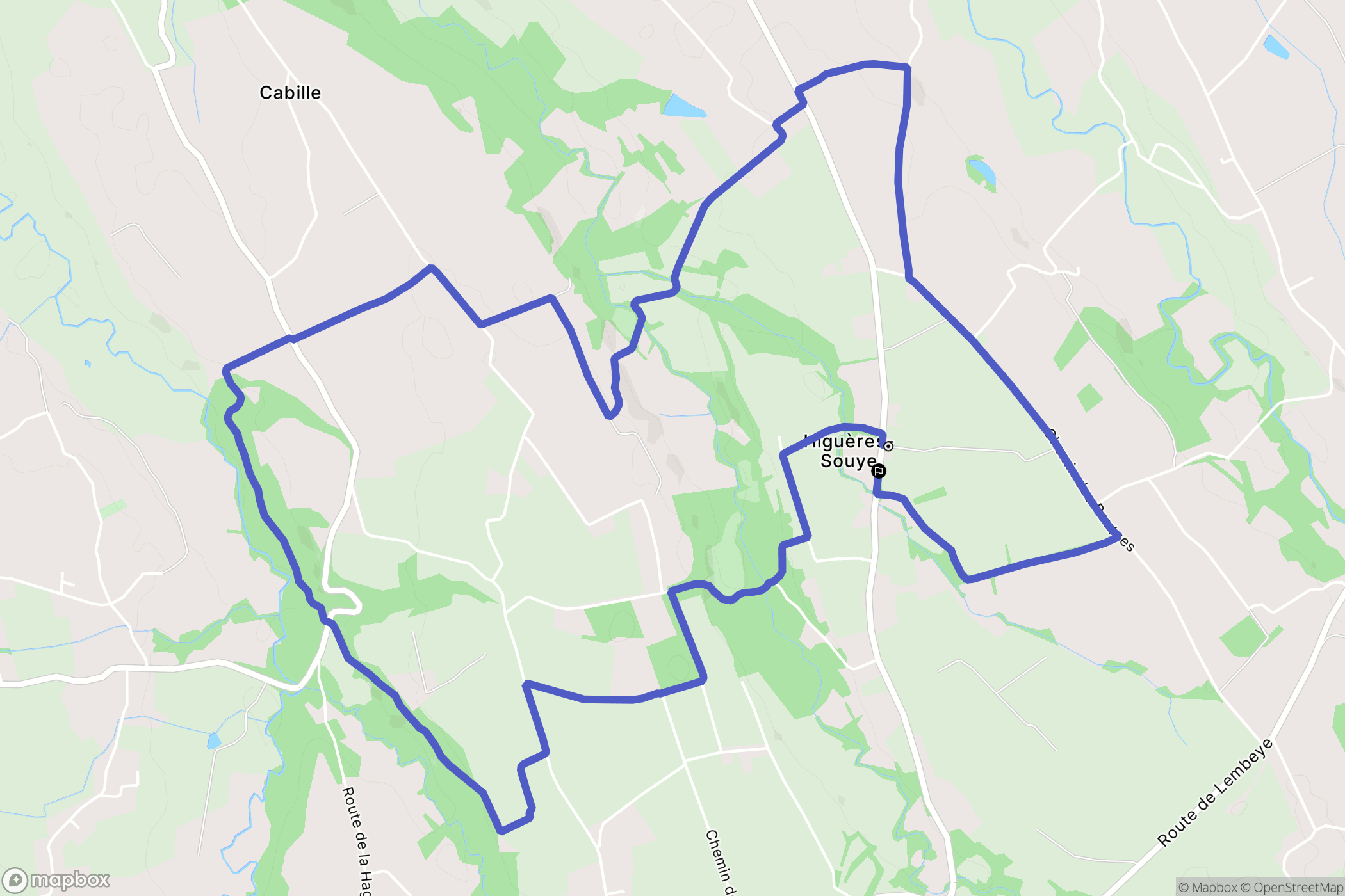 Higuères-Souye : carte du parcours de randonnée - France