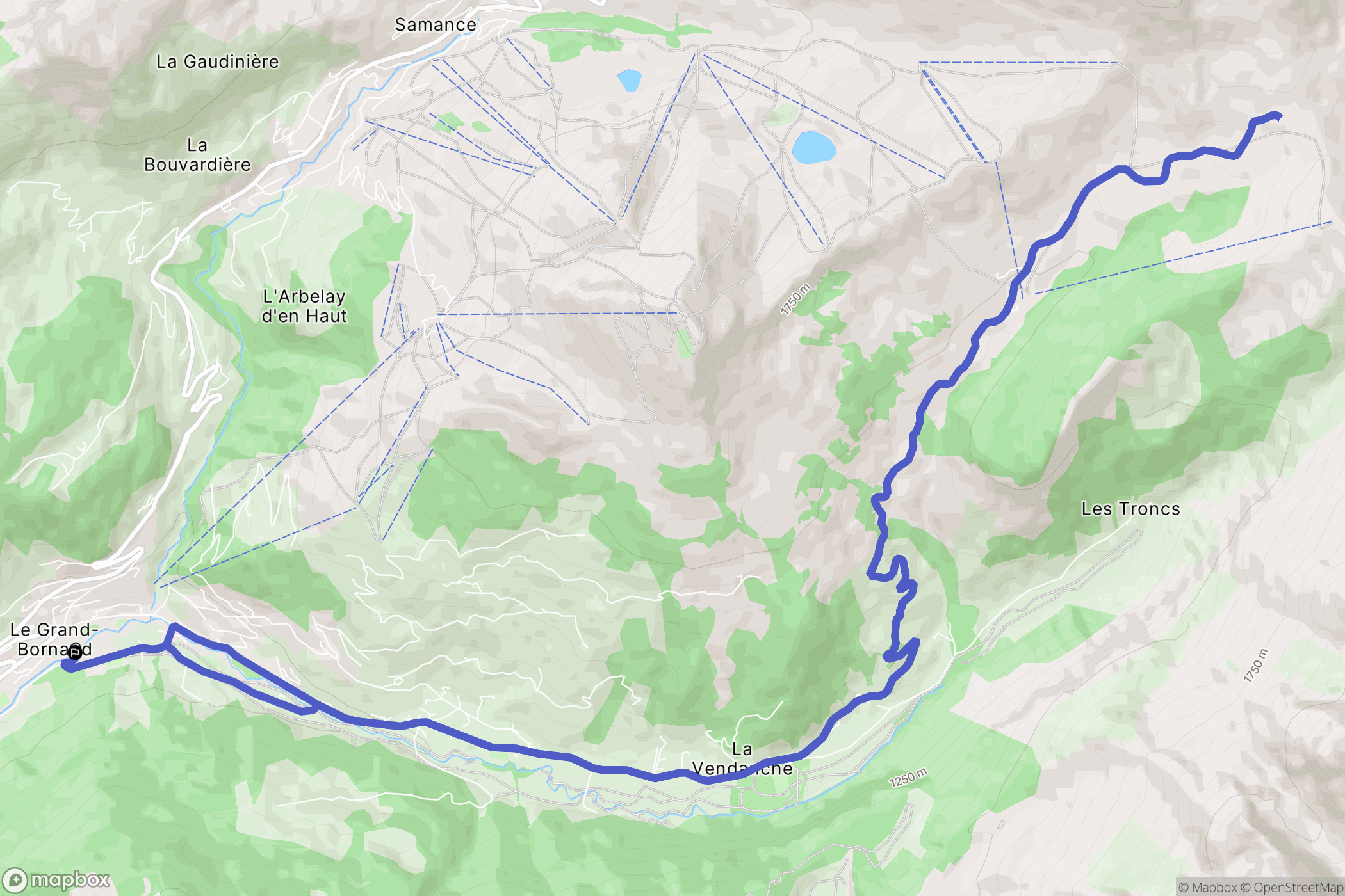Le Grand-Bornand : carte du parcours de randonnée - France