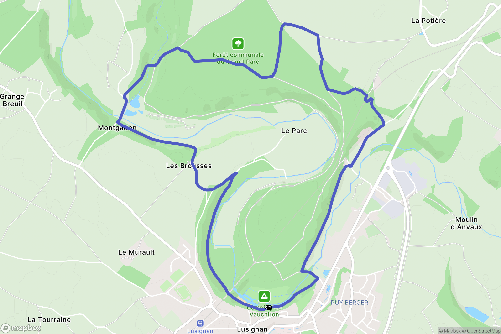 Lusignan : carte du parcours de randonnée - France