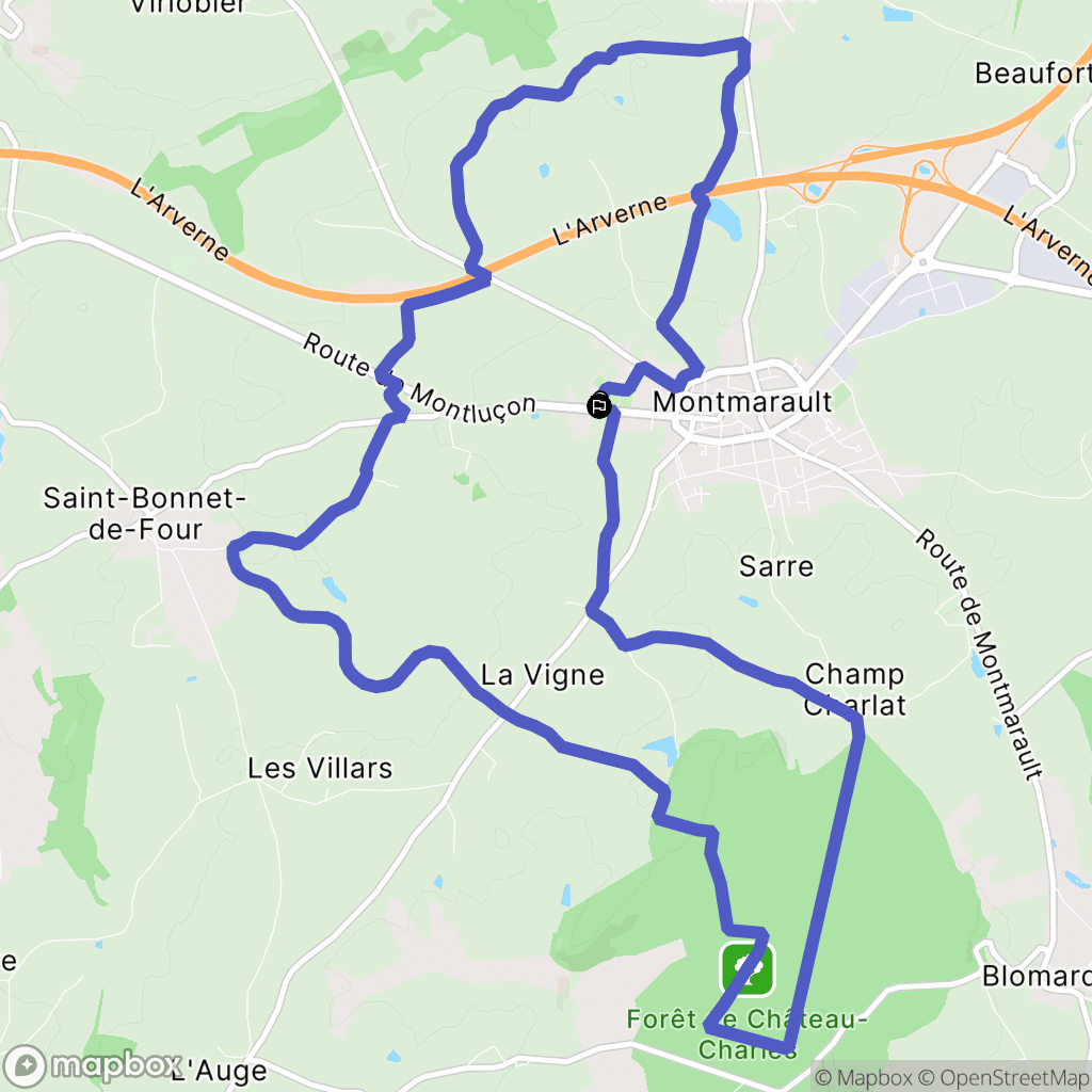 Montmarault : carte du parcours de randonnée - France