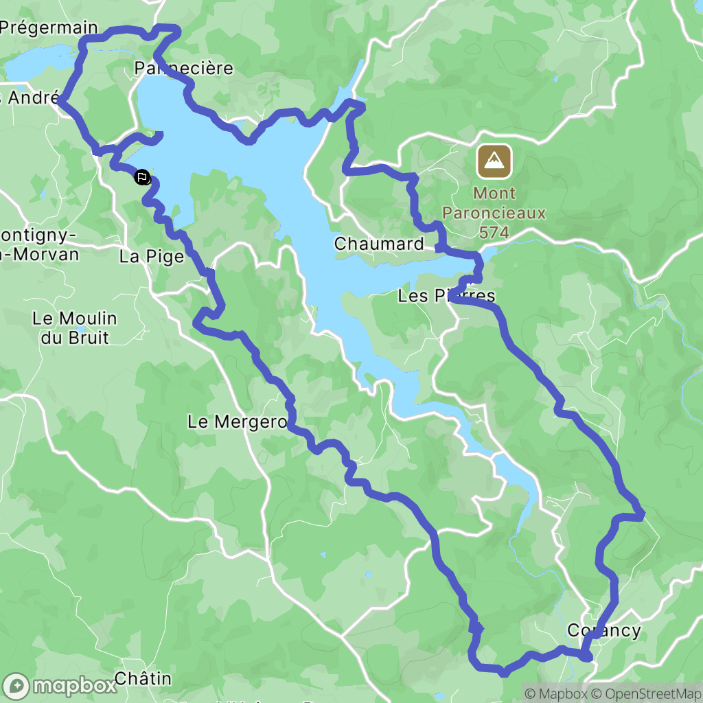 Montigny-en-Morvan : carte du parcours de randonnée - France