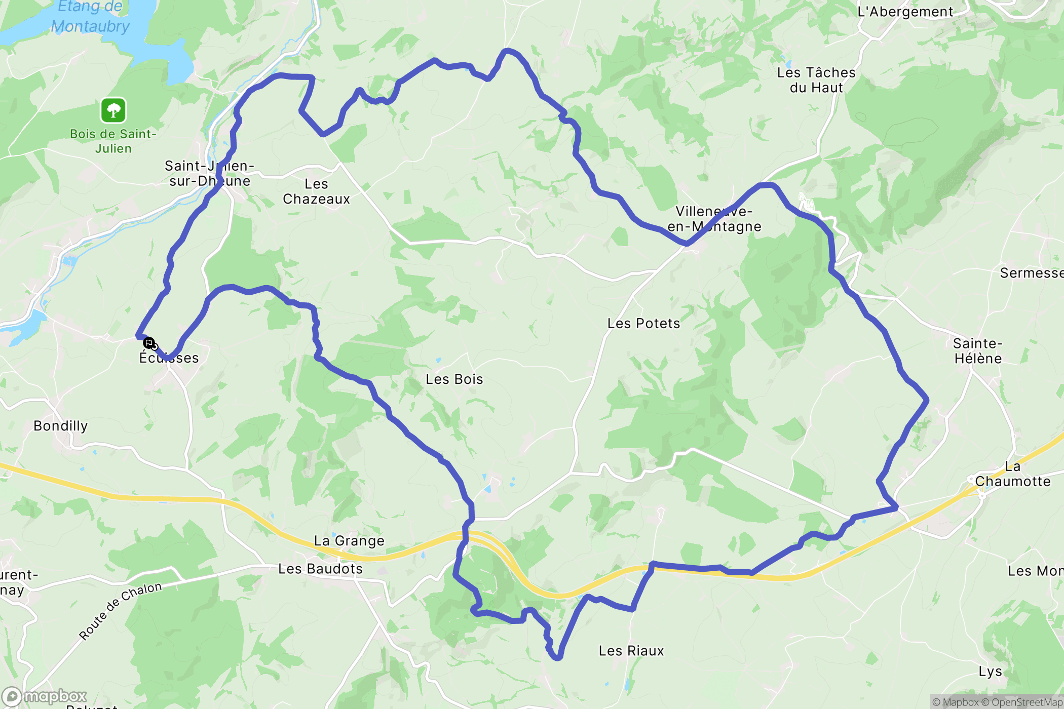 Écuisses : carte du parcours de randonnée - France