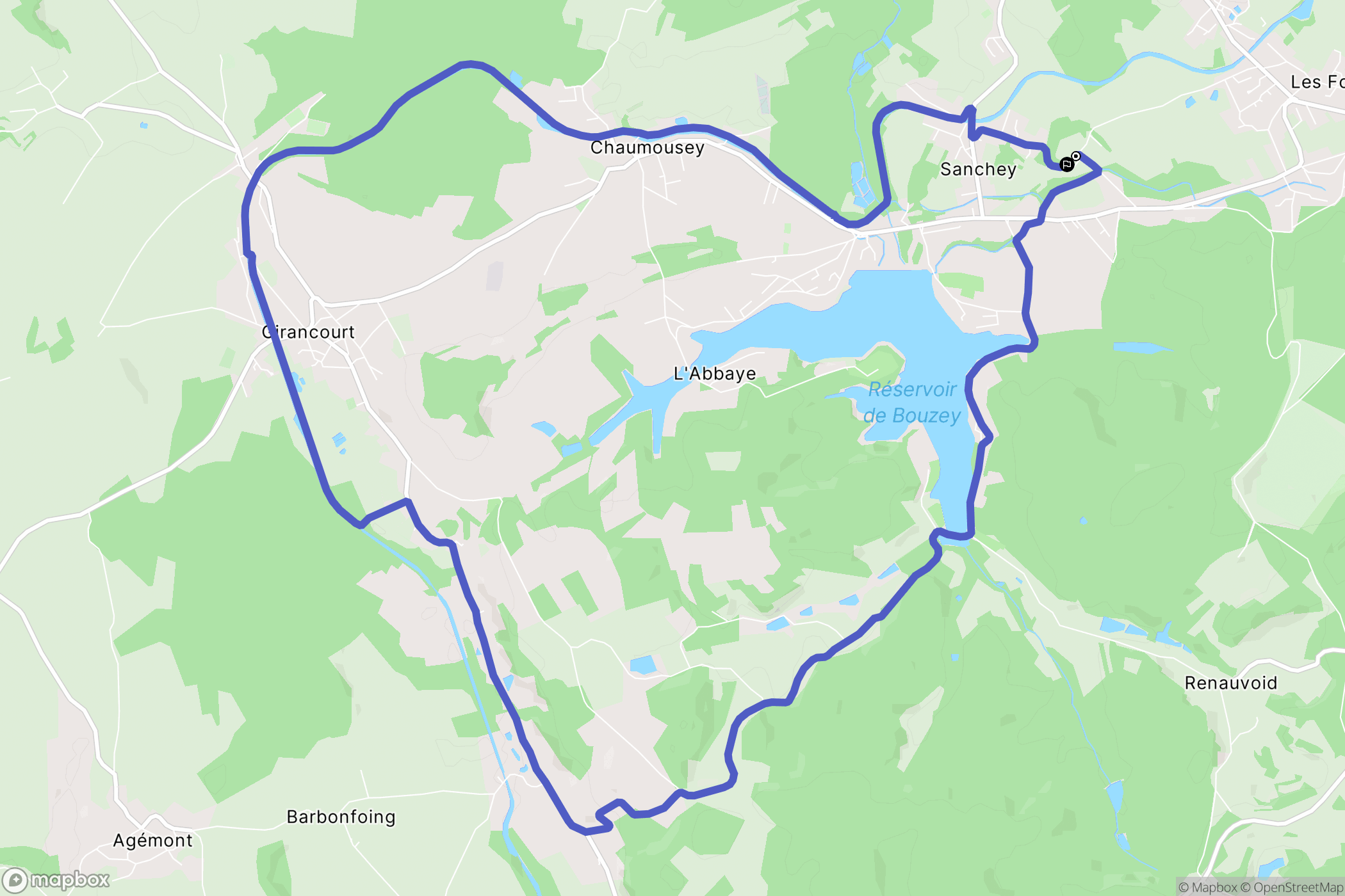 Sanchey : carte du parcours de randonnée - France