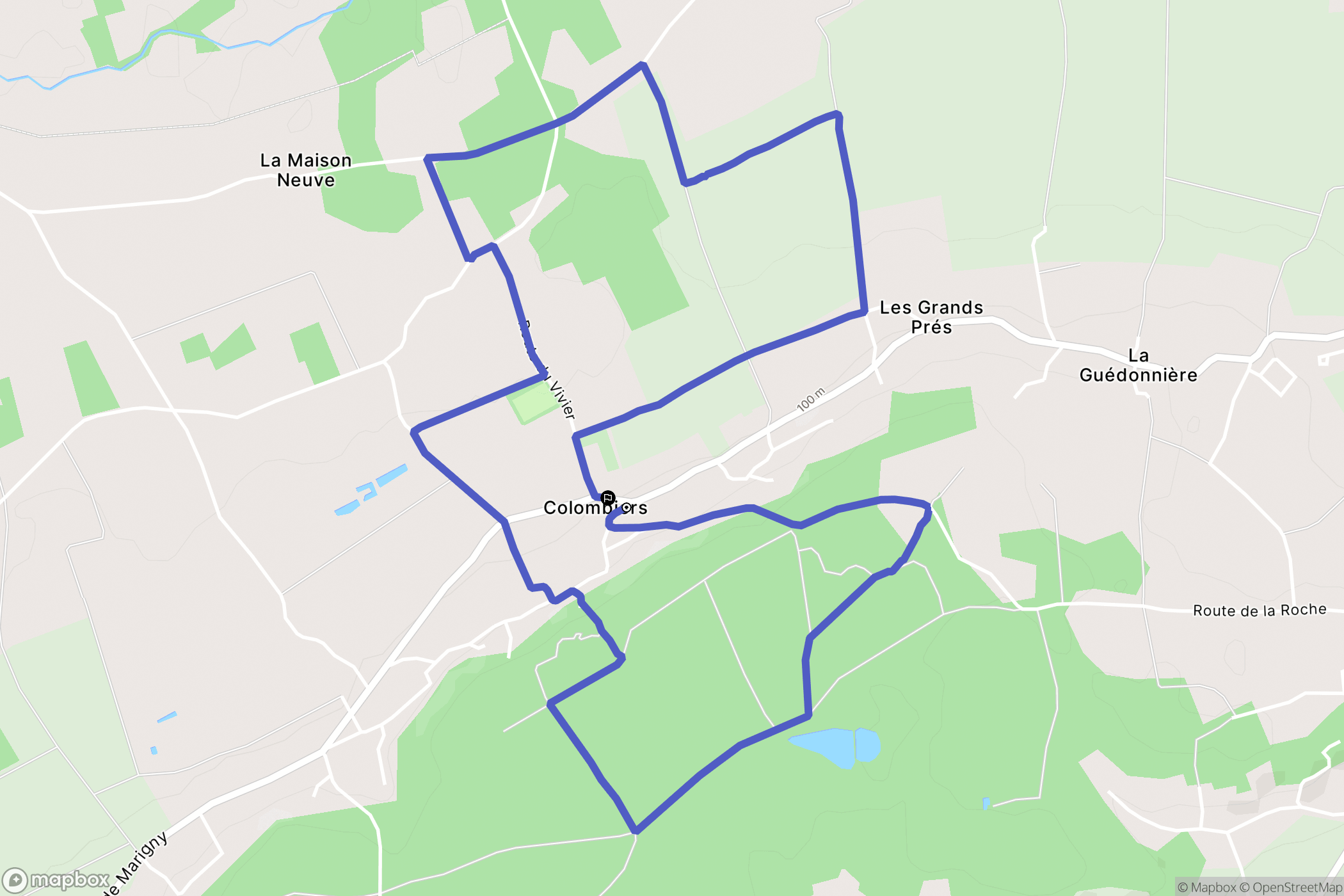 Colombiers : carte du parcours de randonnée - France