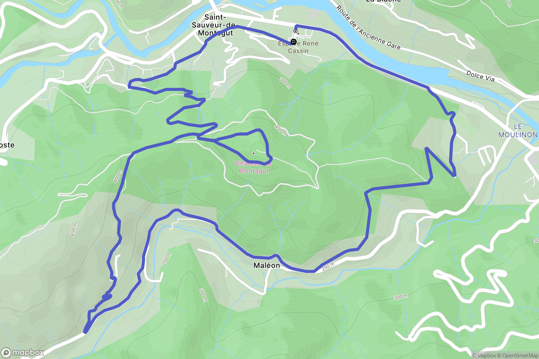 Saint-Sauveur-de-Montagut : carte du parcours de randonnée - France