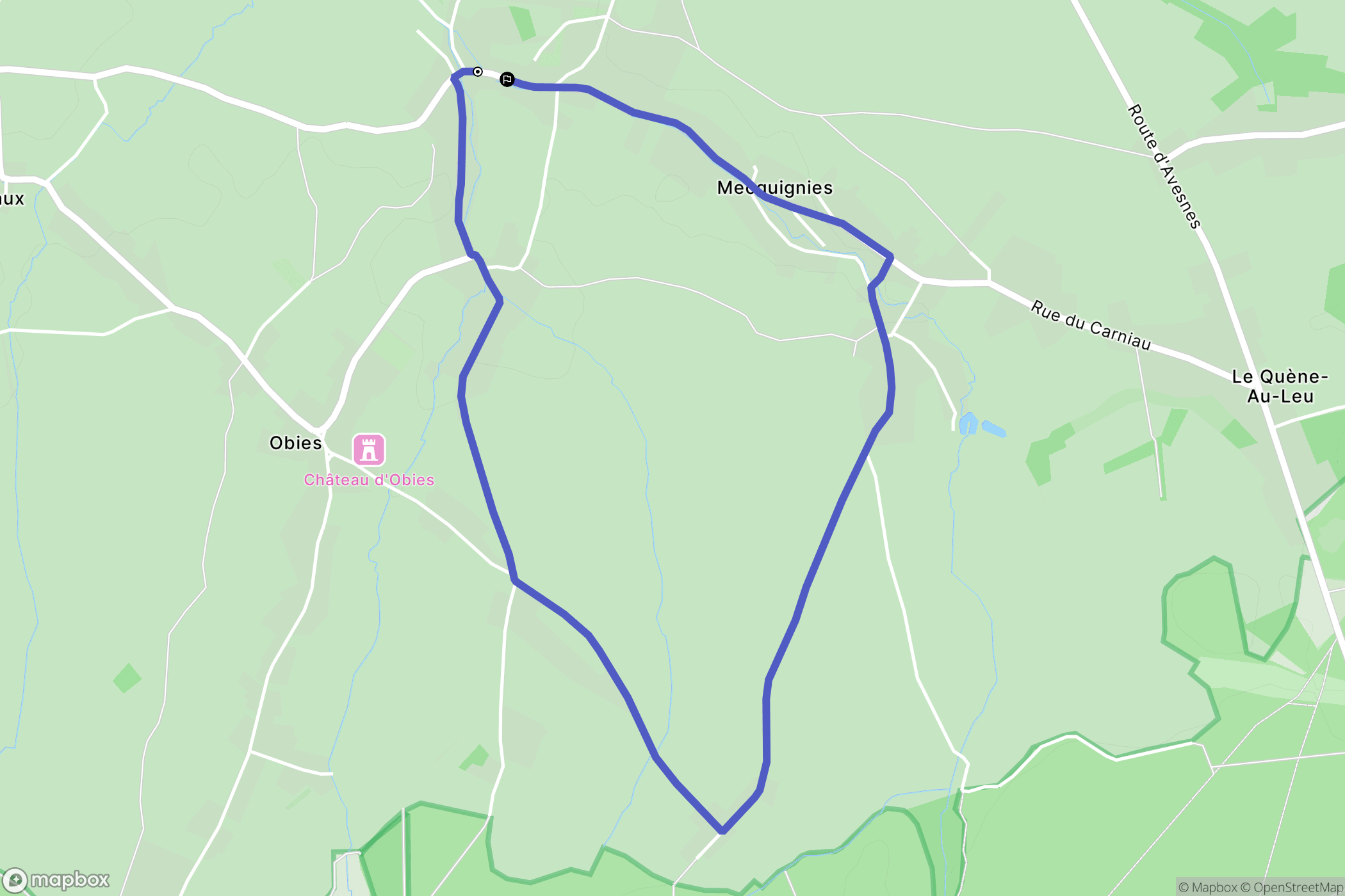 Mecquignies : carte du parcours de randonnée - France