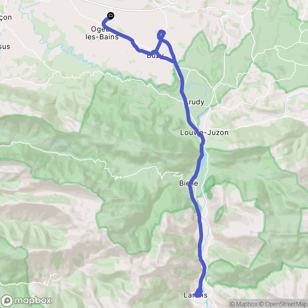 Ogeu-les-Bains : carte du parcours de randonnée - France
