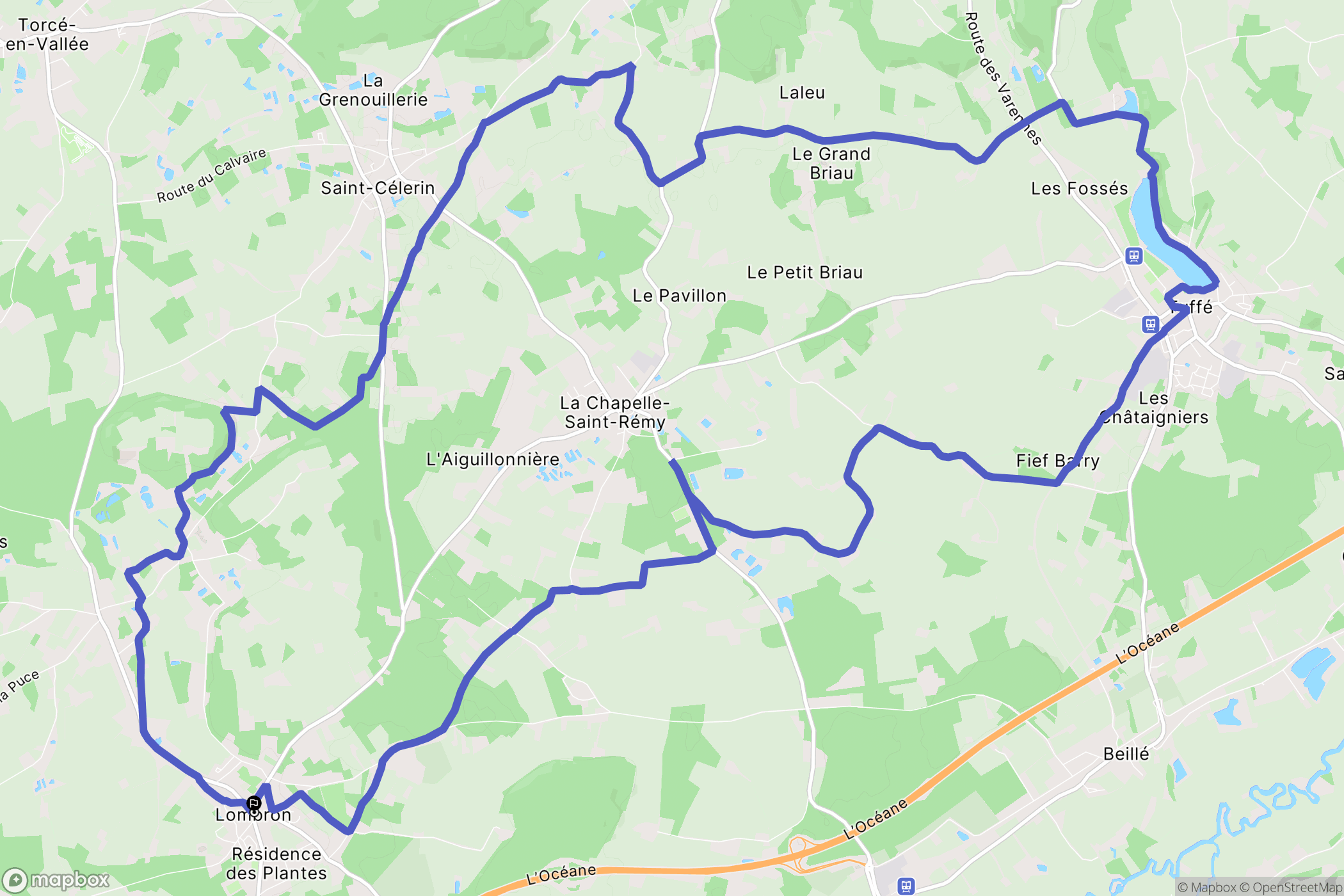 Lombron : carte du parcours de randonnée - France