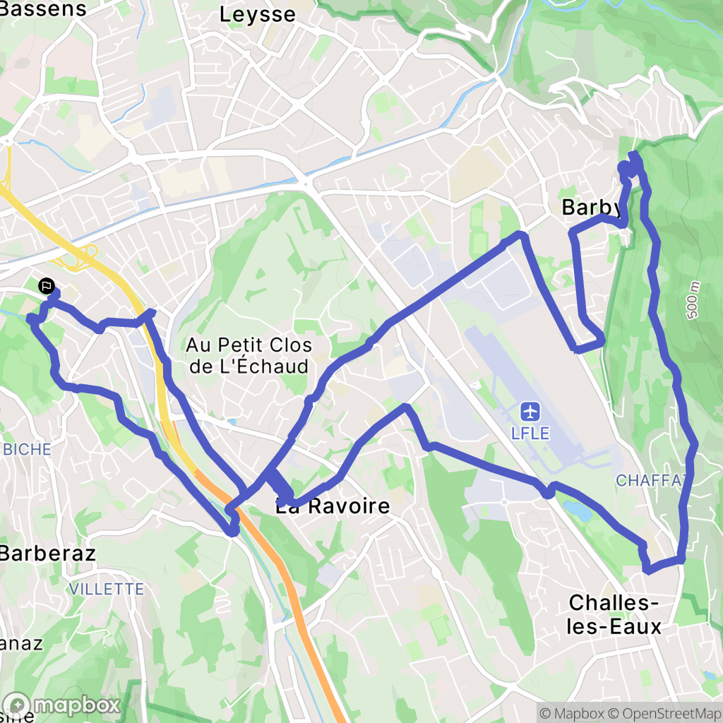 Barberaz : carte du parcours de randonnée - France
